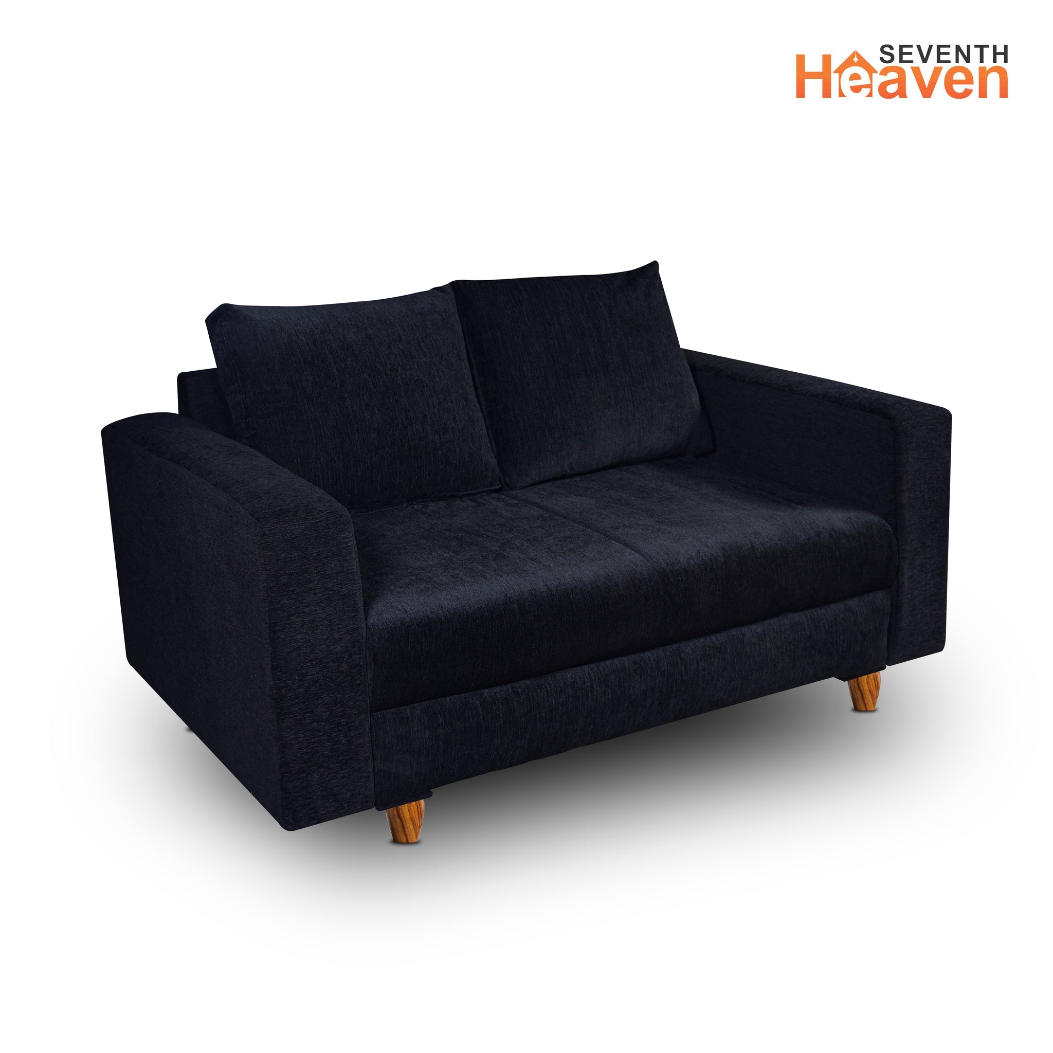 Rio 2 Seater Sofa, Chenille Molfino Fabric (Finish Color - Black)