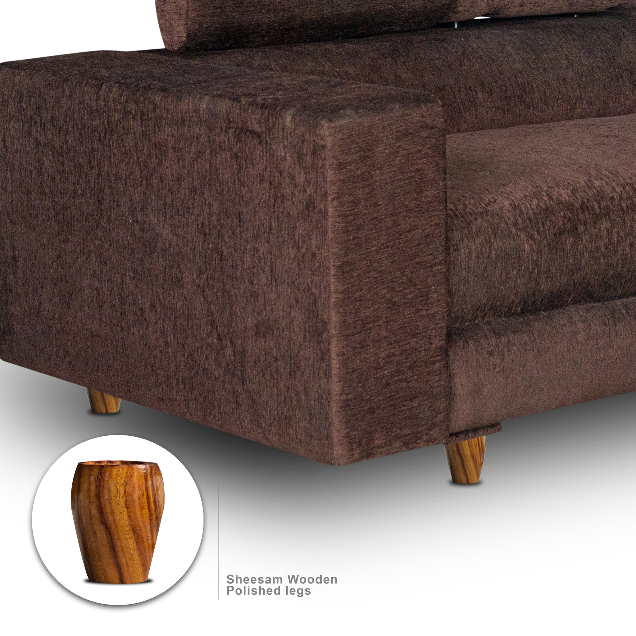Berlin 2 Seater Sofa, Chenille Molfino Fabric (Finish Color - Brown)