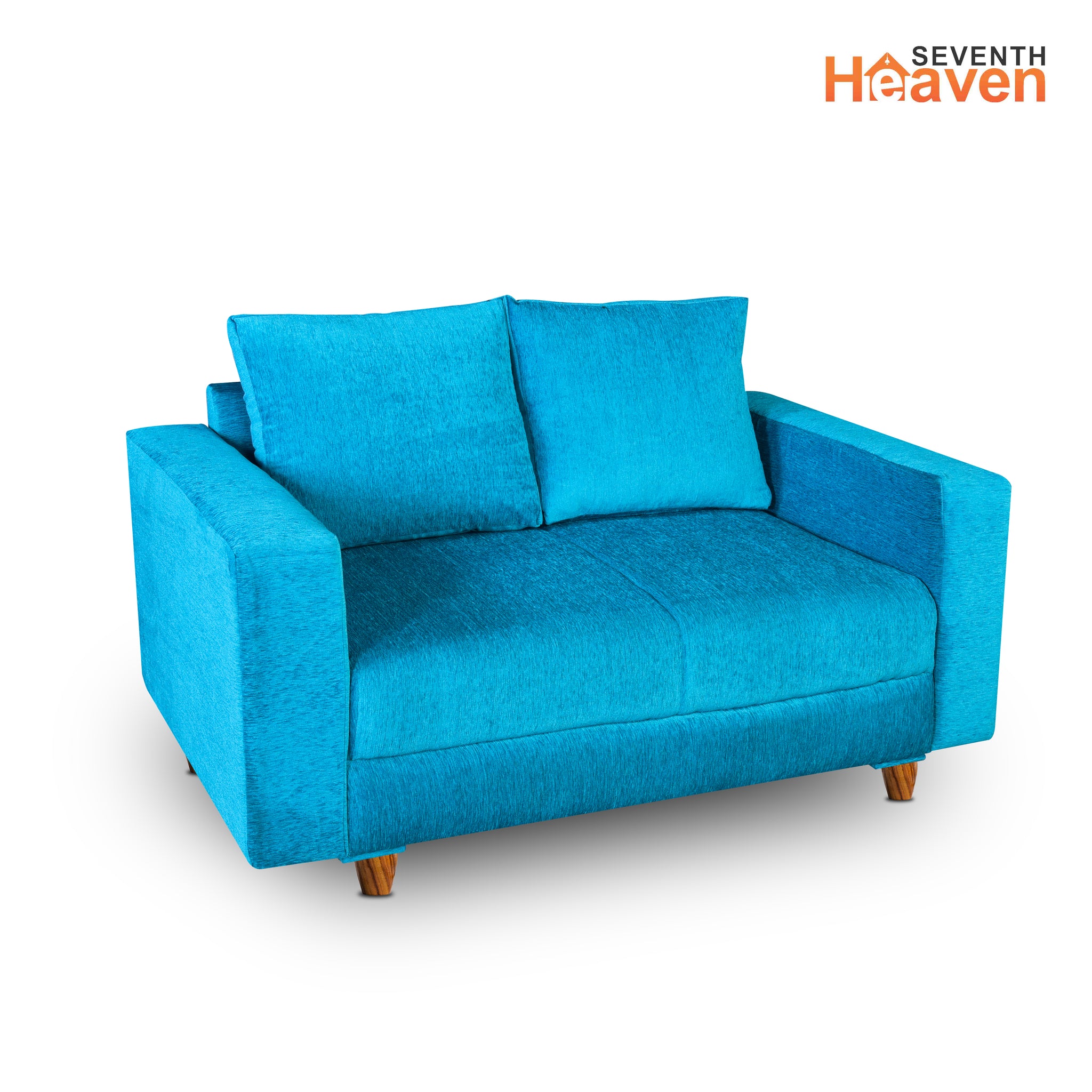 Rio 2 Seater Sofa, Chenille Molfino Fabric (Finish Color - Sky Blue)