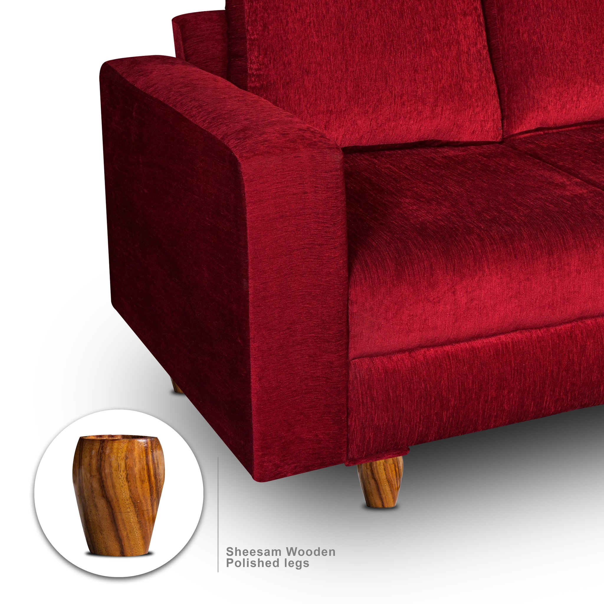 Rio 2 Seater Sofa, Chenille Molfino Fabric (Finish Color - Maroon)
