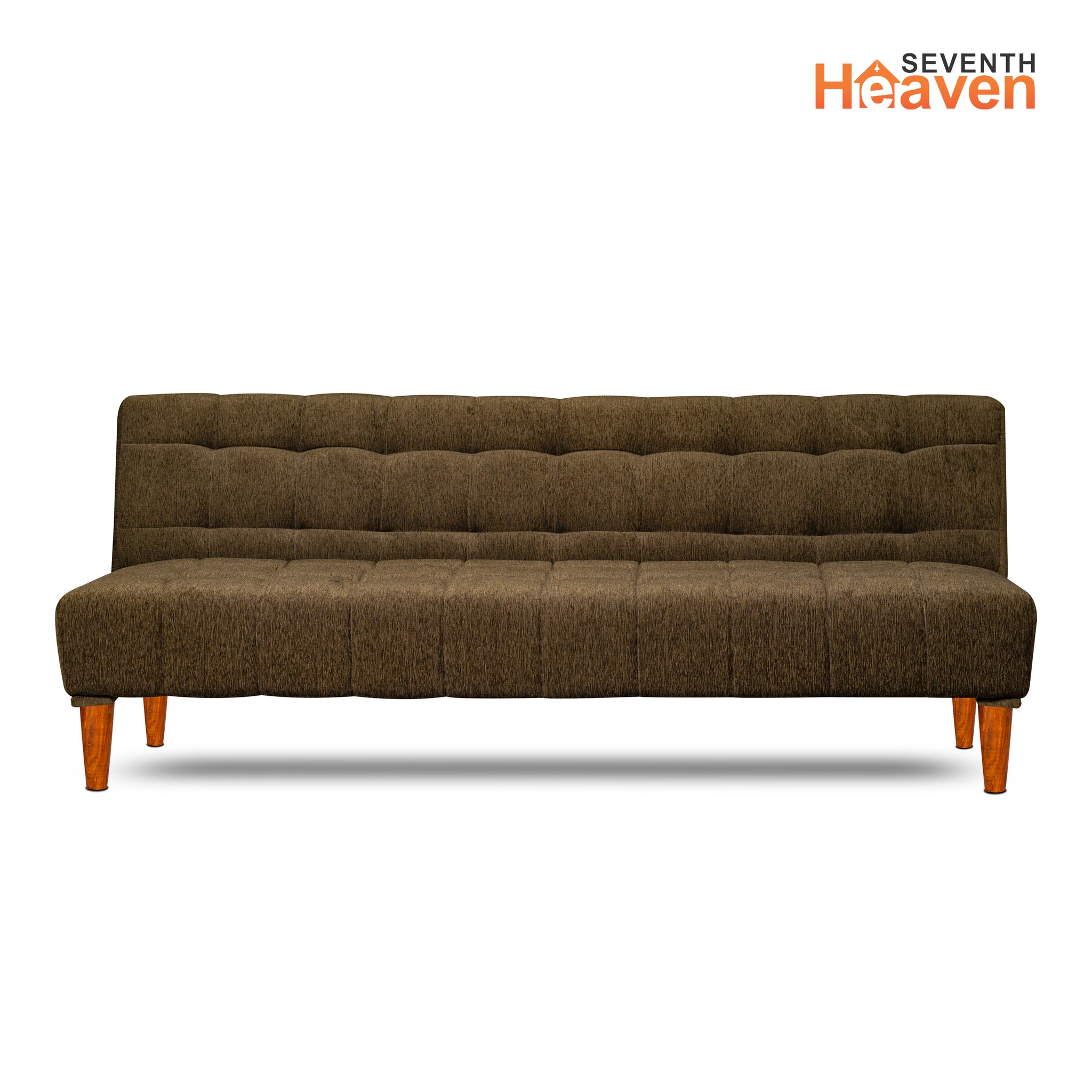 Seventh Heaven Florida Neo 4 Seater Wooden Sofa Cum Bed Modern & Elegant Smart Furniture Range for luxurious homes, living rooms and offices. Use as a sofa, lounger or bed. Perfect for guests. Molphino fabric with sheesham polished wooden legs. Green colour.