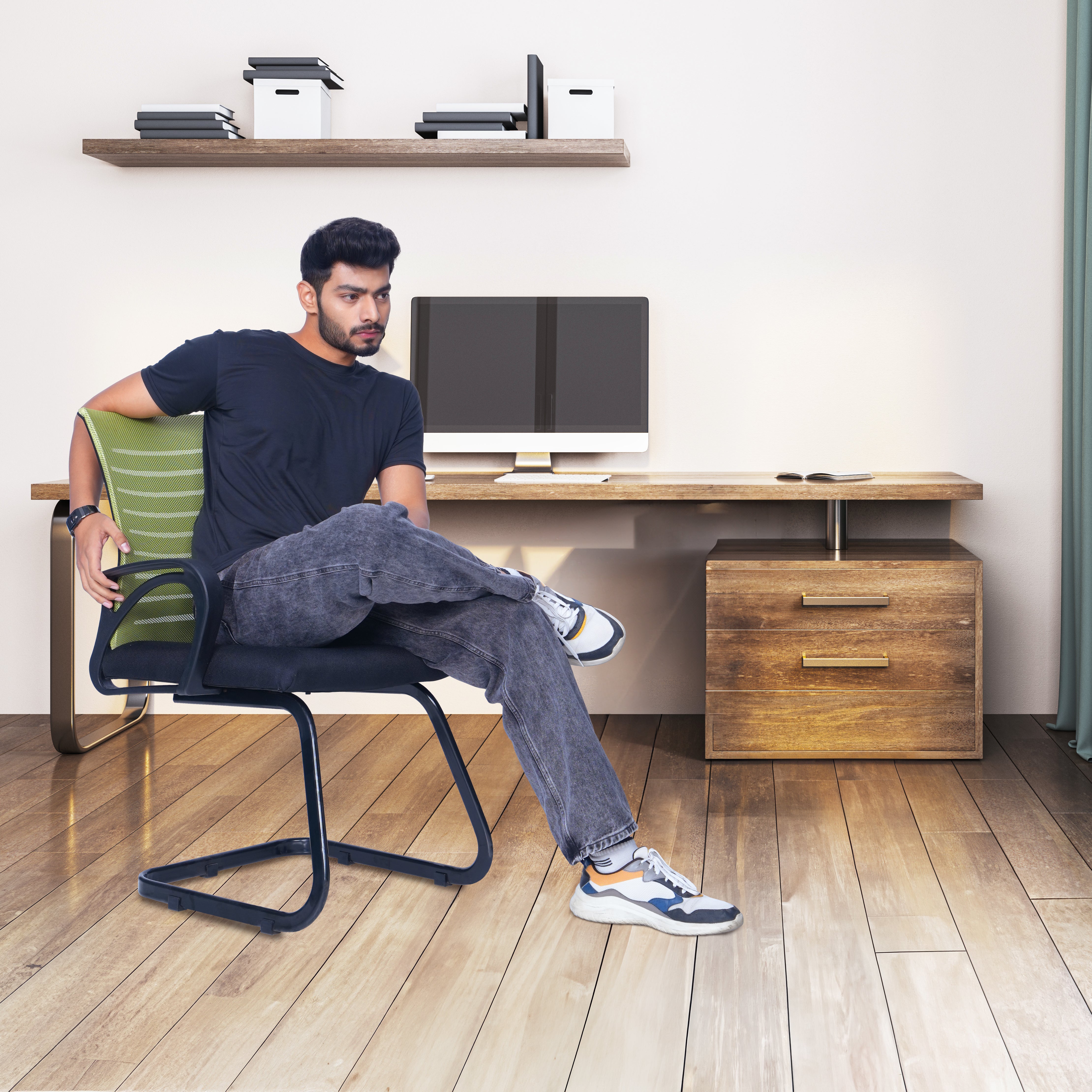 Blaze Mid-Back (C- Base) Office Chair – Ergonomic, Durable & Versatile (Green)