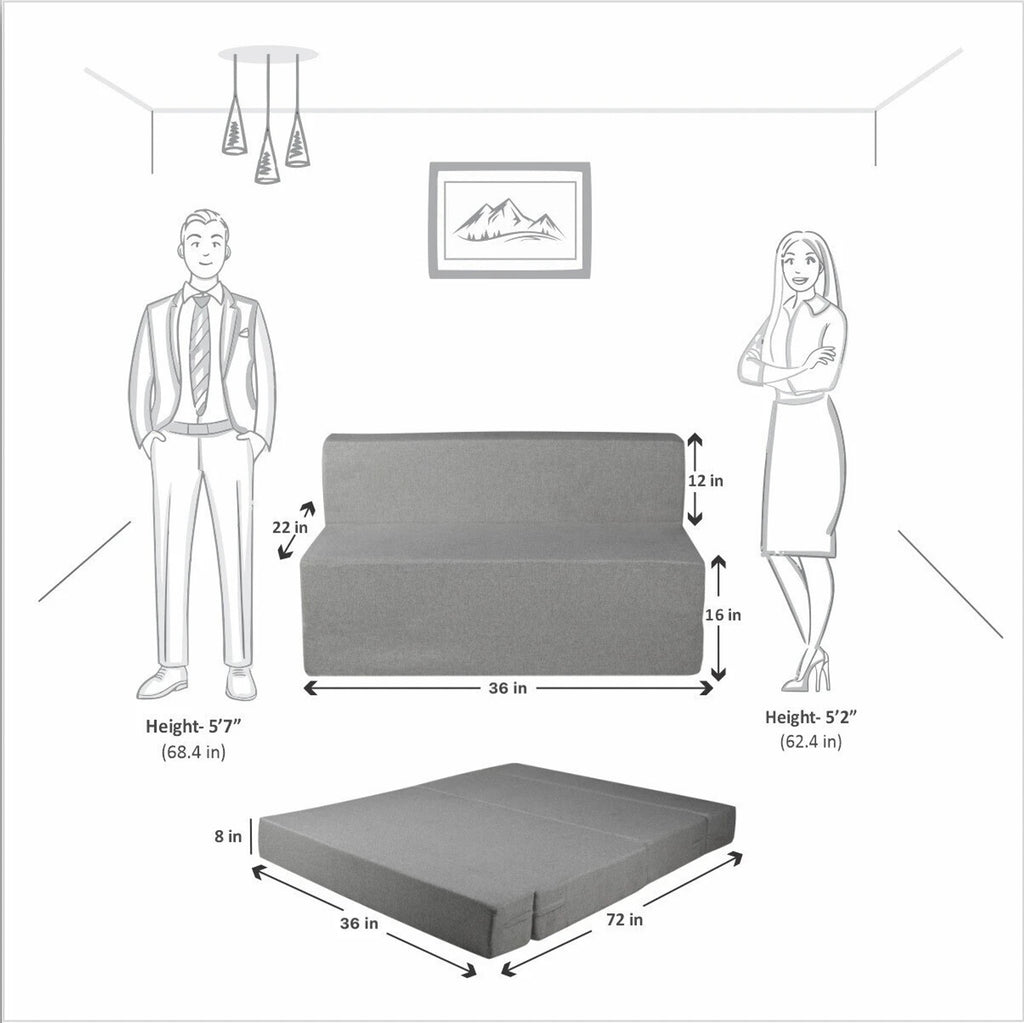 Rejoice Sofa Cum Bed - 1 Seater,  ( Jute Fabric, Light Grey )