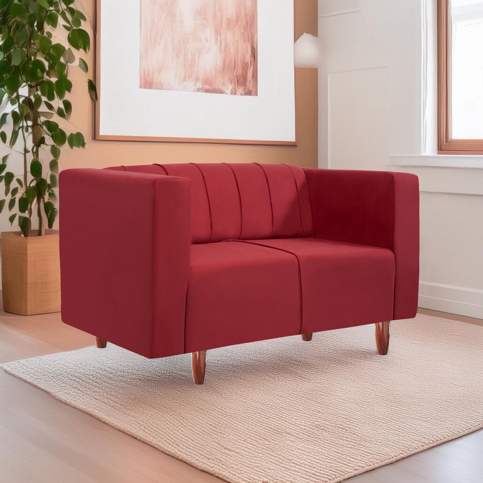 Sydney 2 Seater Sofa- ( Premium Holland Fabric- Maroon )
