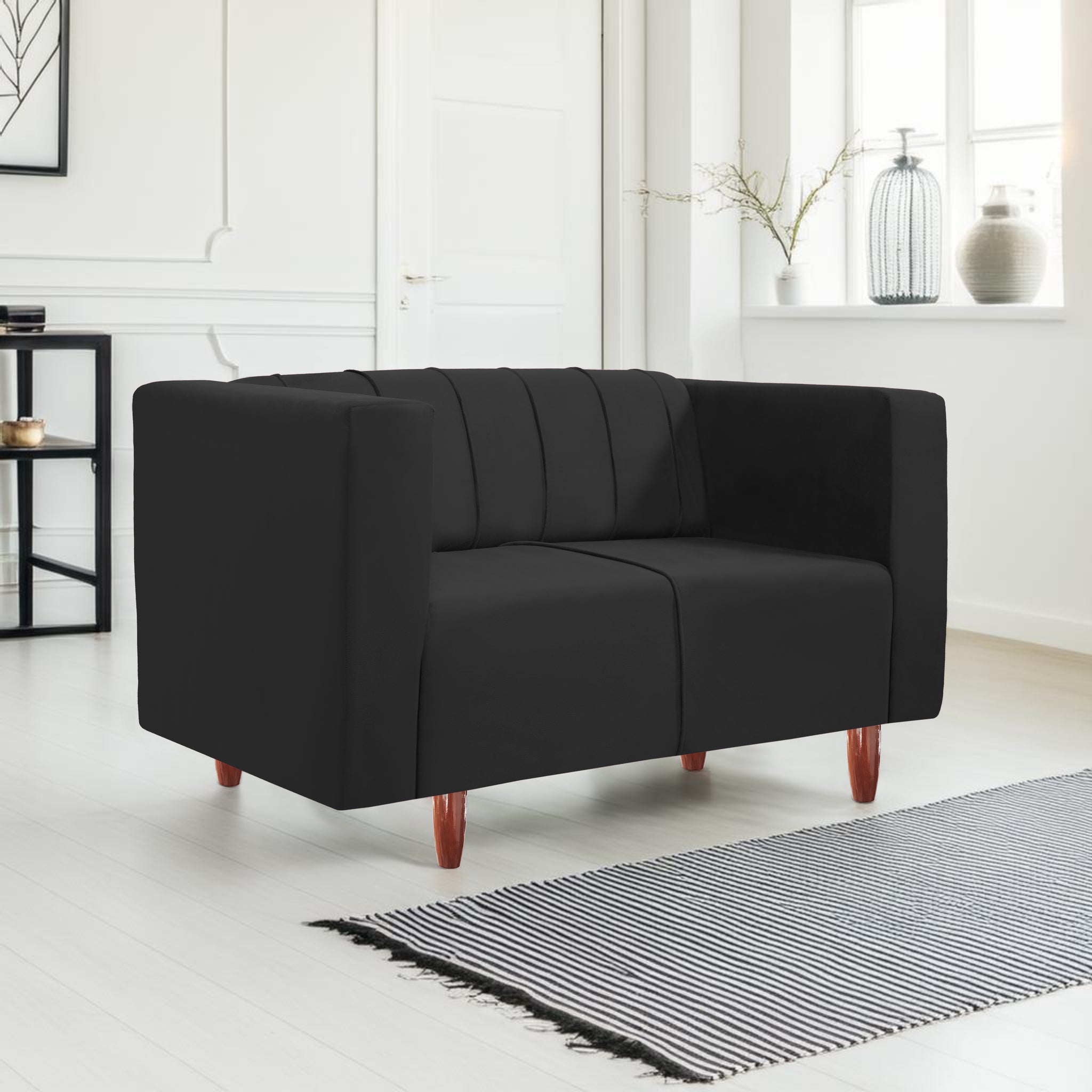 Sydney 2 Seater Sofa- ( Premium Holland Fabric- Black )