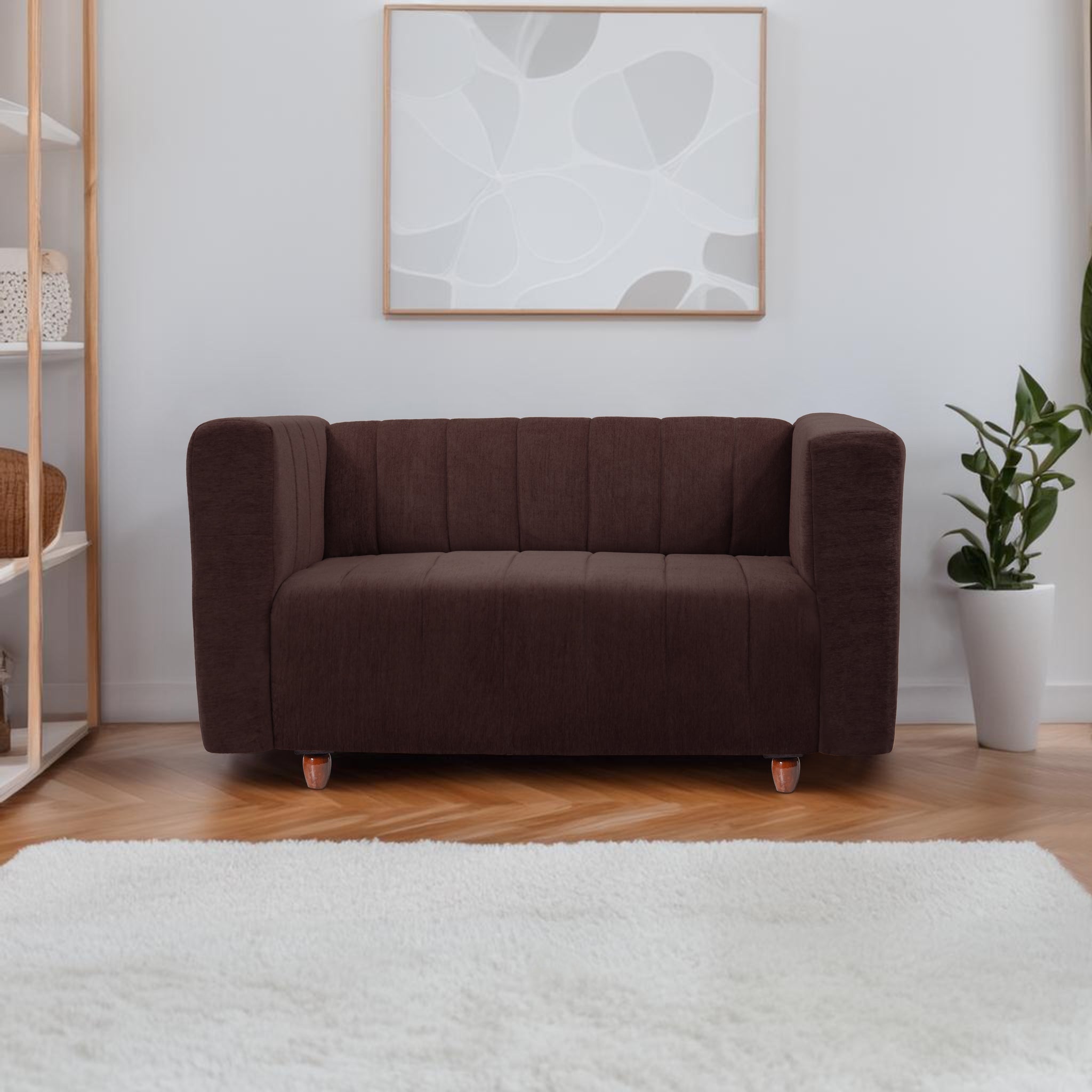 Tokyo 2 Seater Sofa- ( Premium Molfino Fabric- Brown )