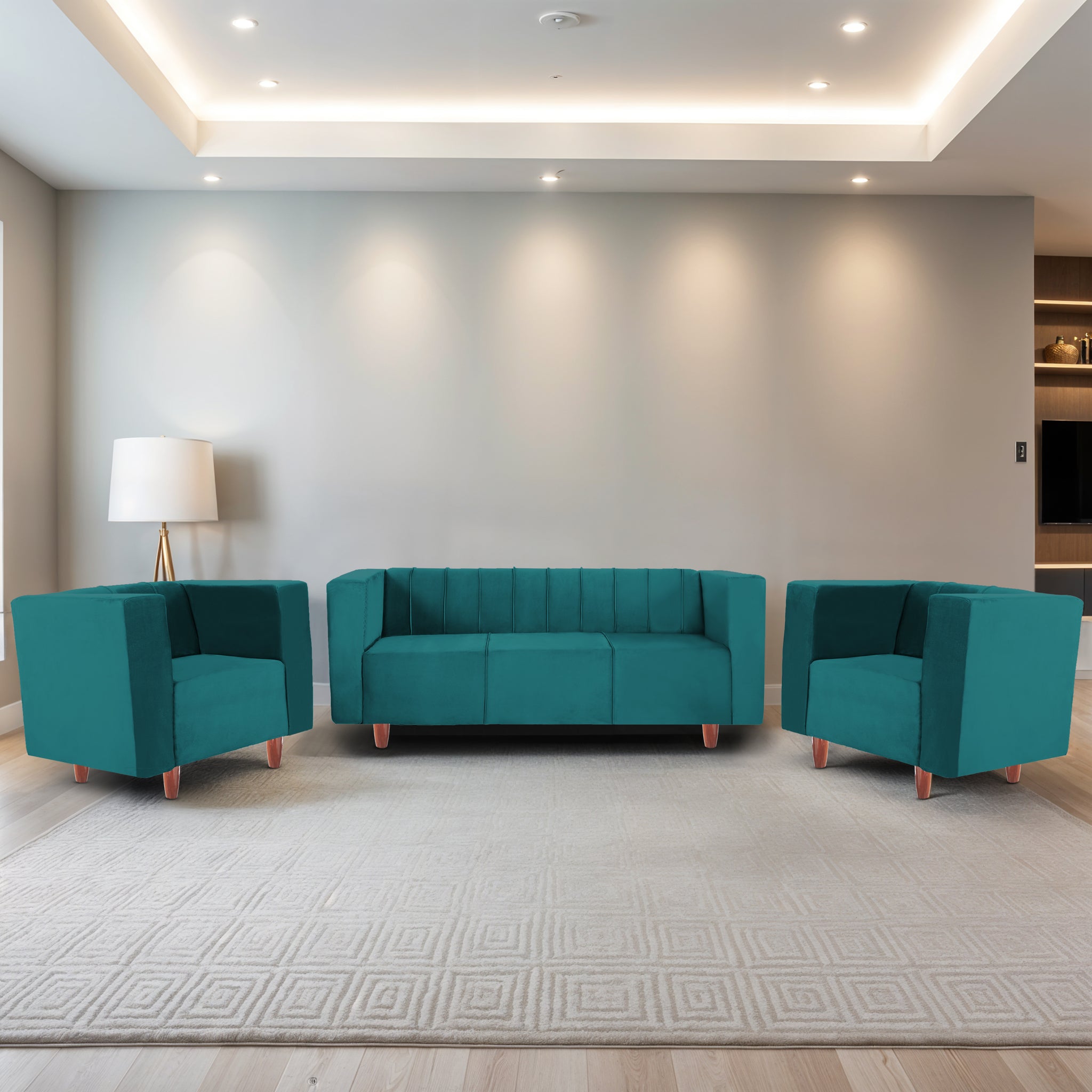 Sydney 5 Seater Sofa- (3+1+1) ( Premium Holland Fabric - Teal)