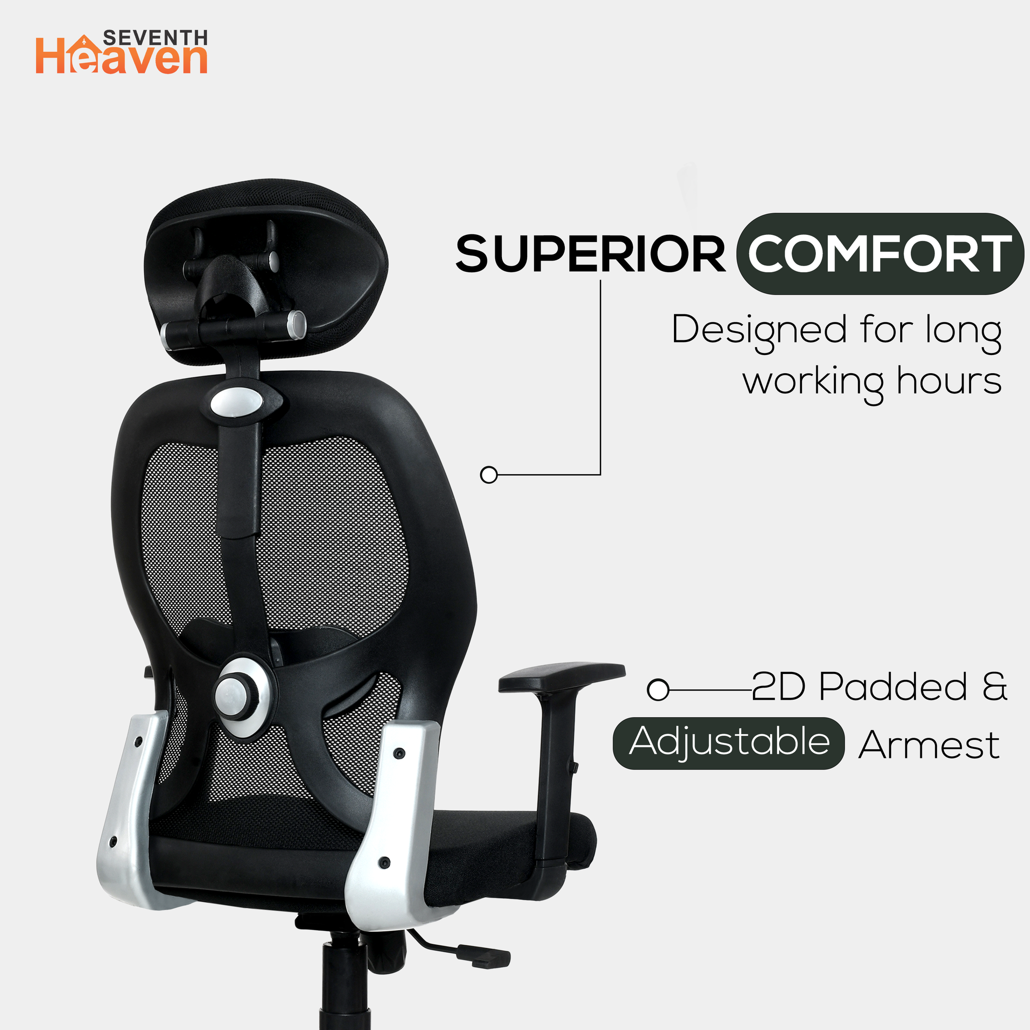 Venus High-Back Office Chair – Ergonomic, Durable & Versatile (Black)