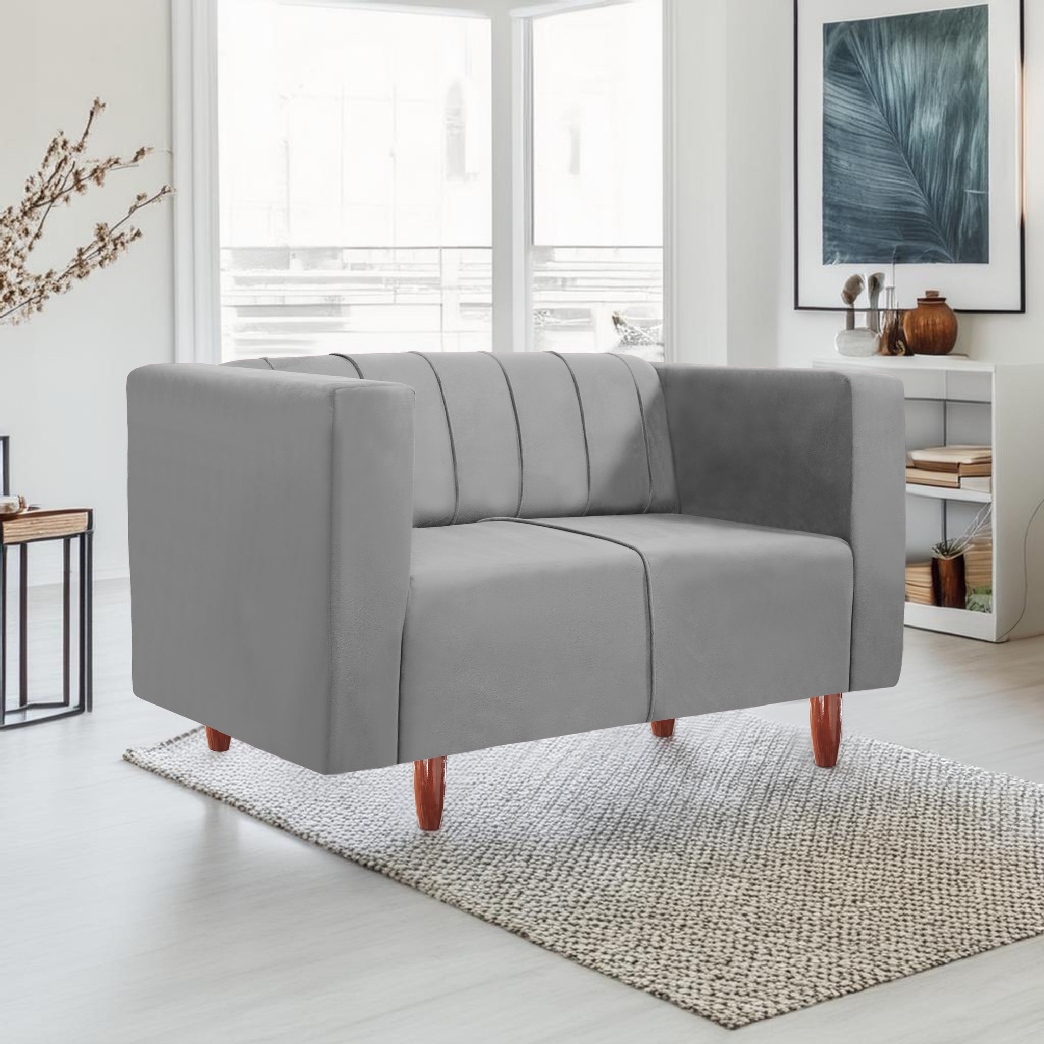 Sydney 2 Seater Sofa- ( Premium Holland Fabric- Grey )
