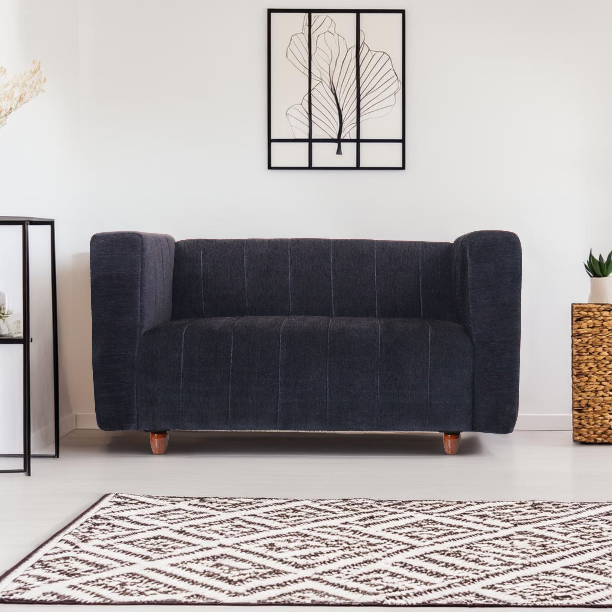 Tokyo 2 Seater Sofa- ( Premium Molfino Fabric- Black )