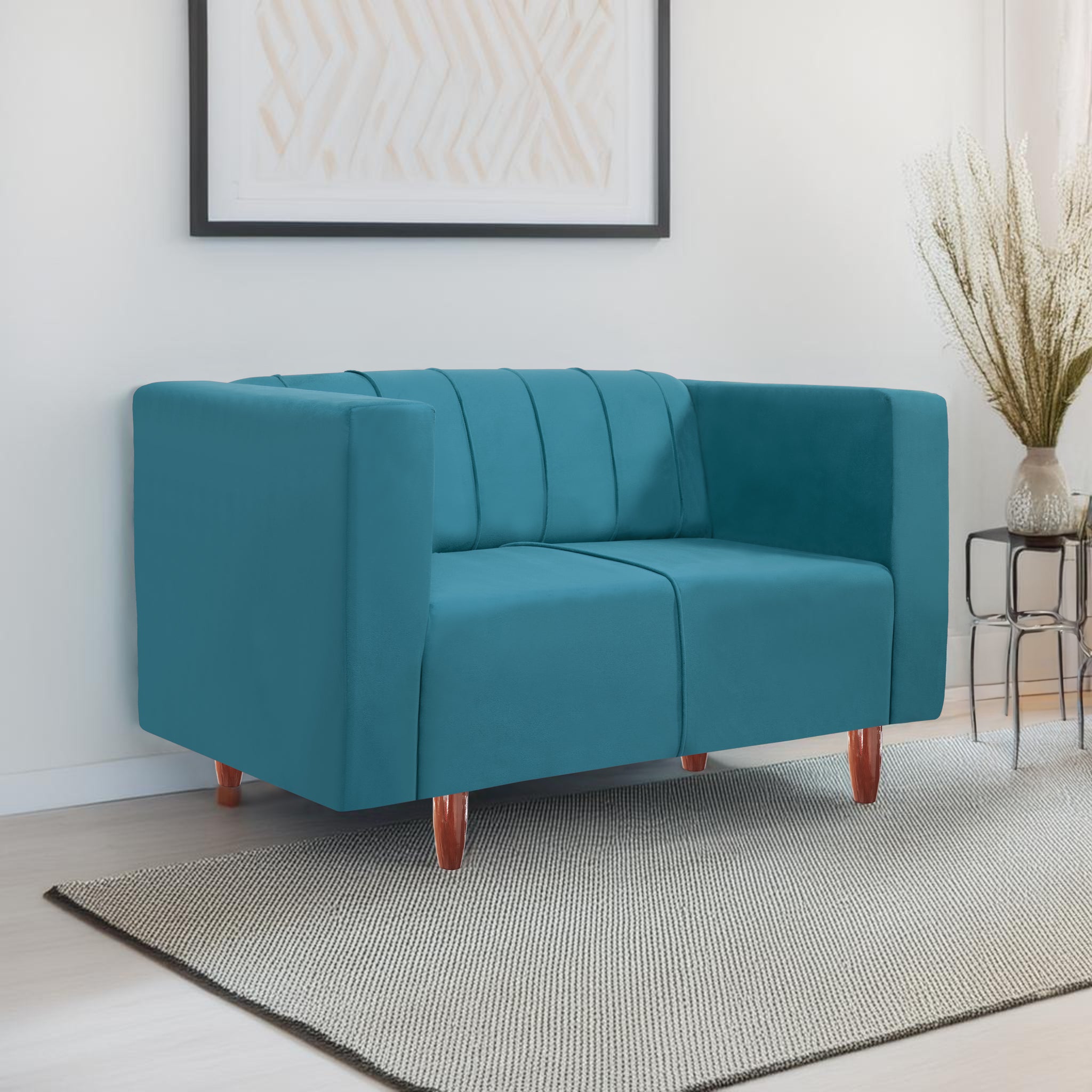 Sydney 2 Seater Sofa- ( Premium Holland Fabric- Sky Blue )