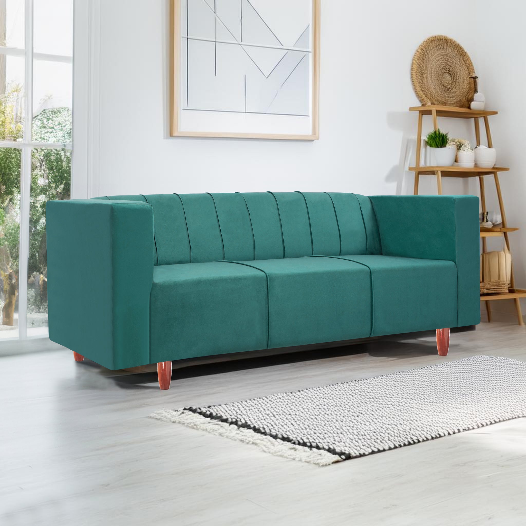 Sydney 3 Seater Sofa- ( Premium Holland Fabric- Teal )