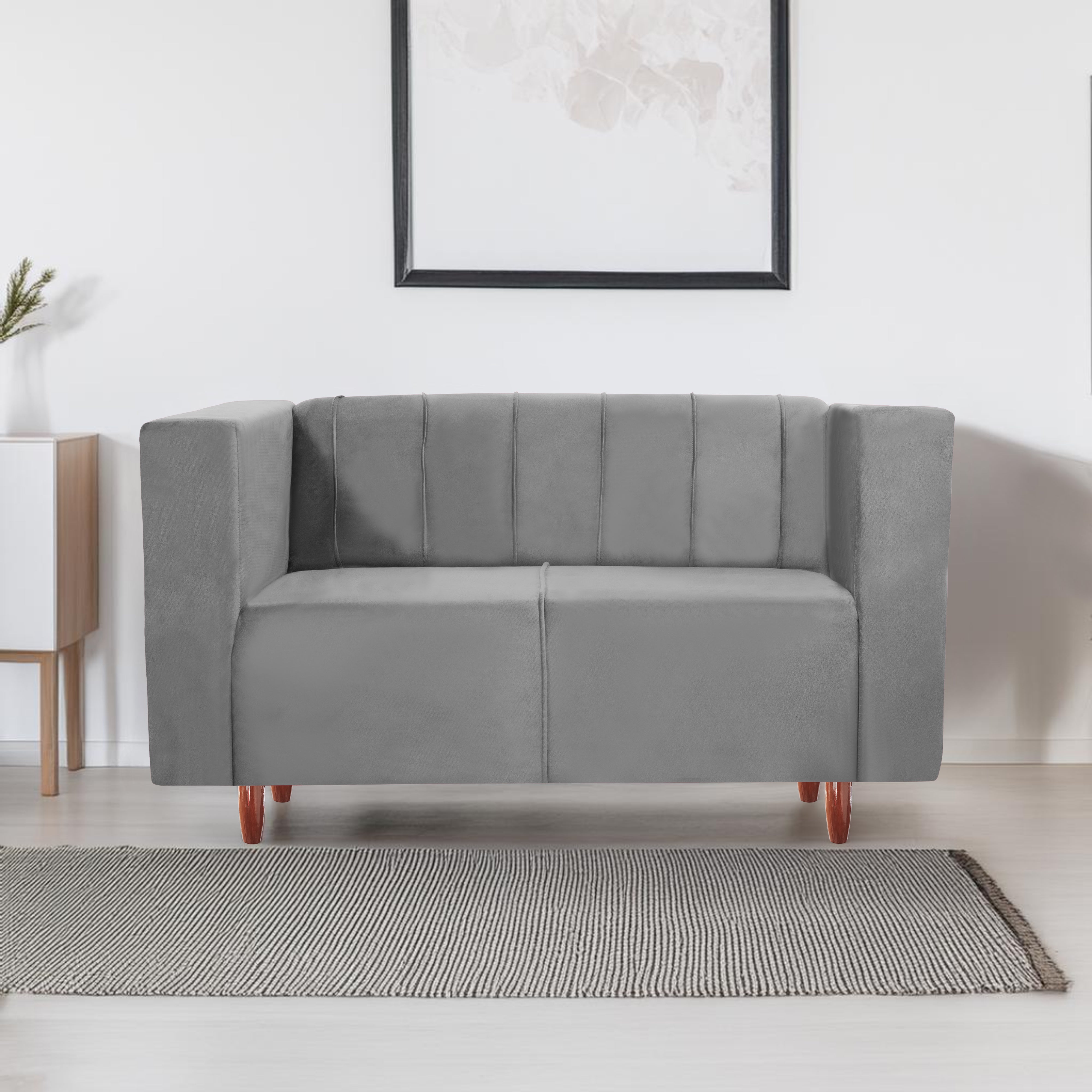 Sydney 2 Seater Sofa- ( Premium Holland Fabric- Grey )