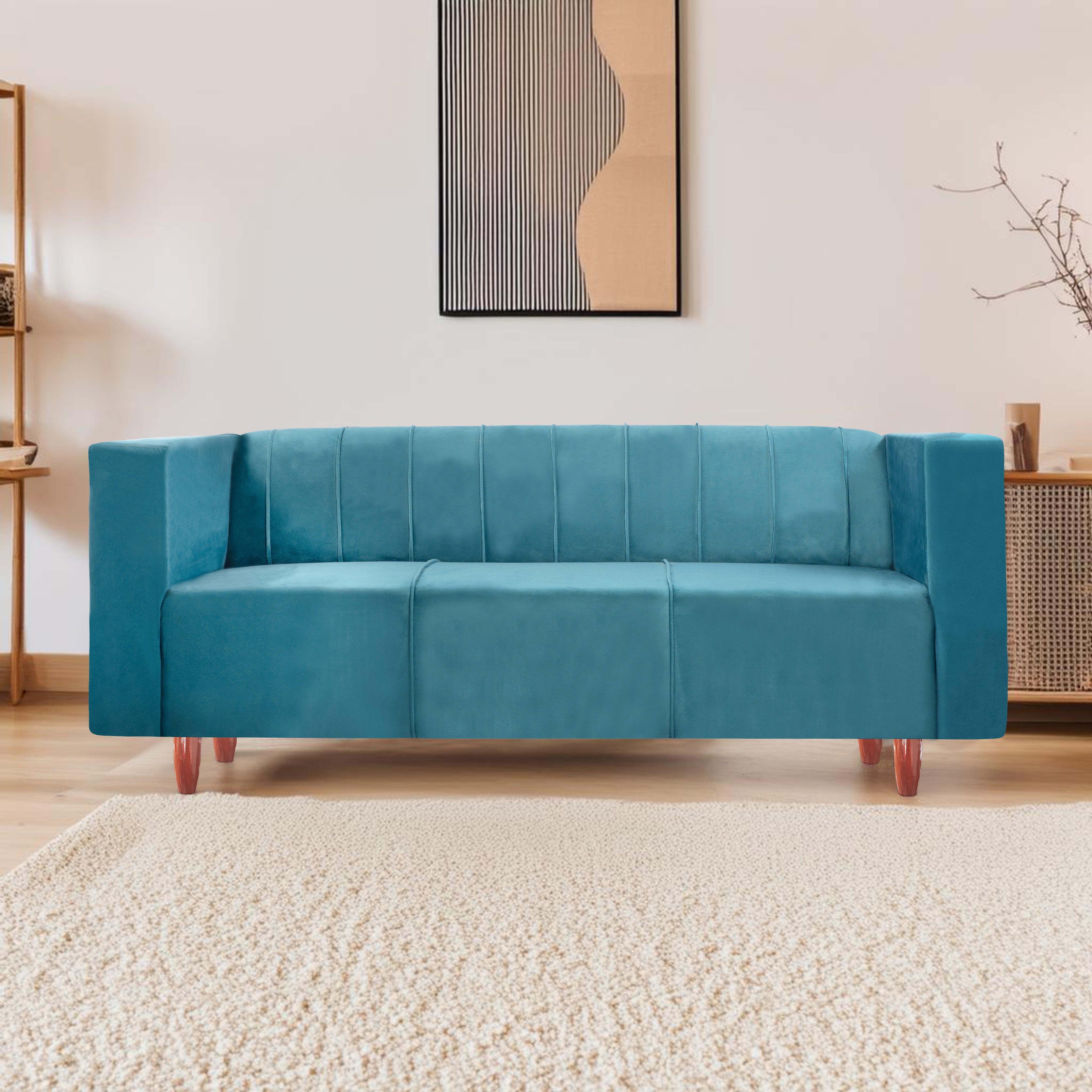 Sydney 3 Seater Sofa- ( Premium Holland Fabric- Sky Blue )