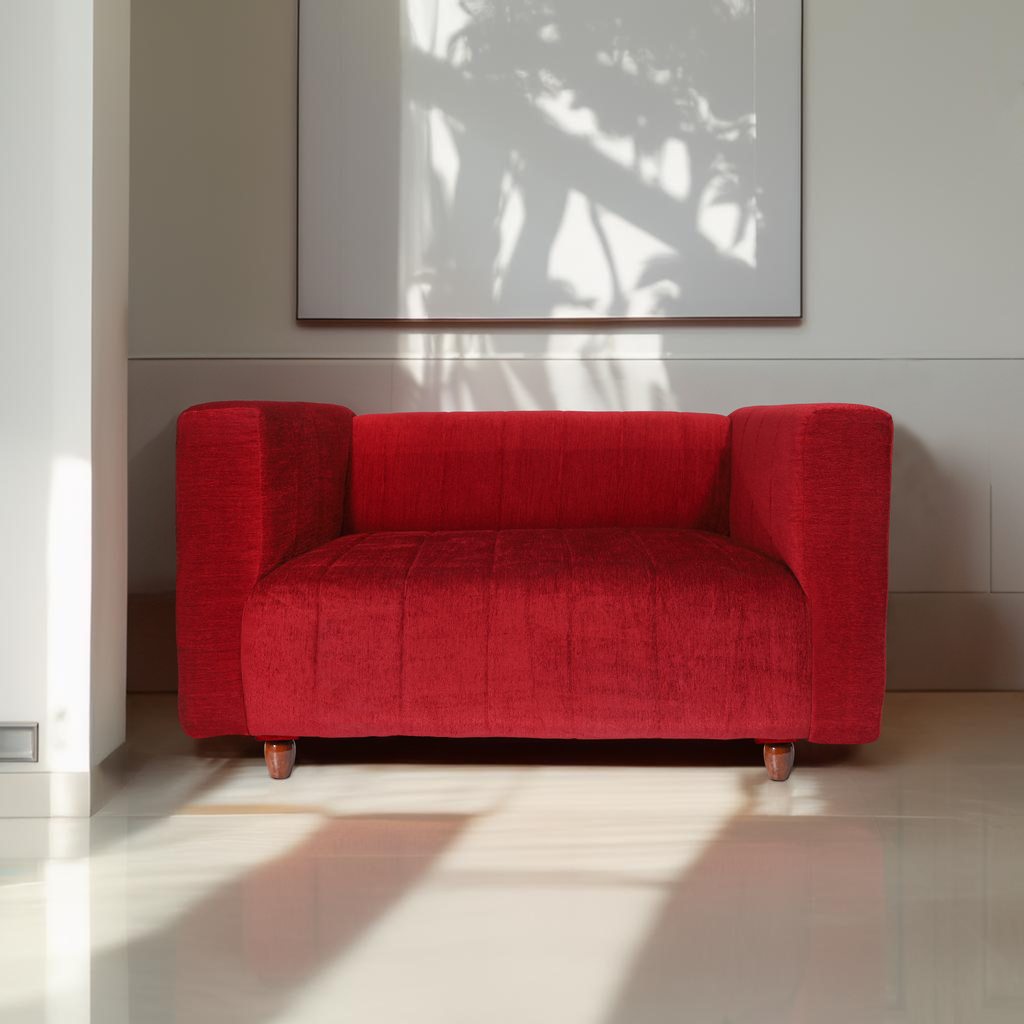 Tokyo 2 Seater Sofa- ( Premium Molfino Fabric- Maroon )