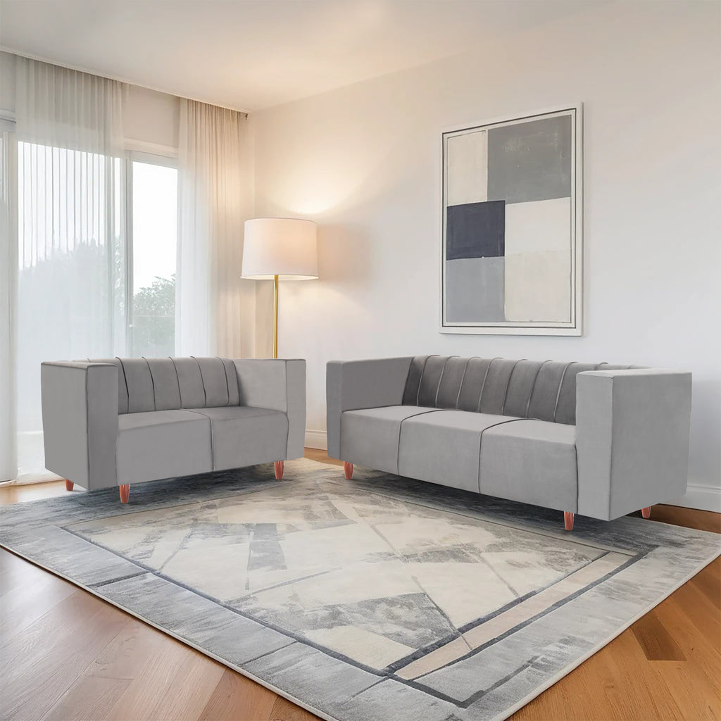 Sydney (3+2) Seater Sofa- ( Premium Holland Fabric- Grey)