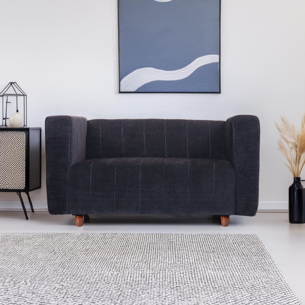 Tokyo 2 Seater Sofa- ( Premium Molfino Fabric- Black )