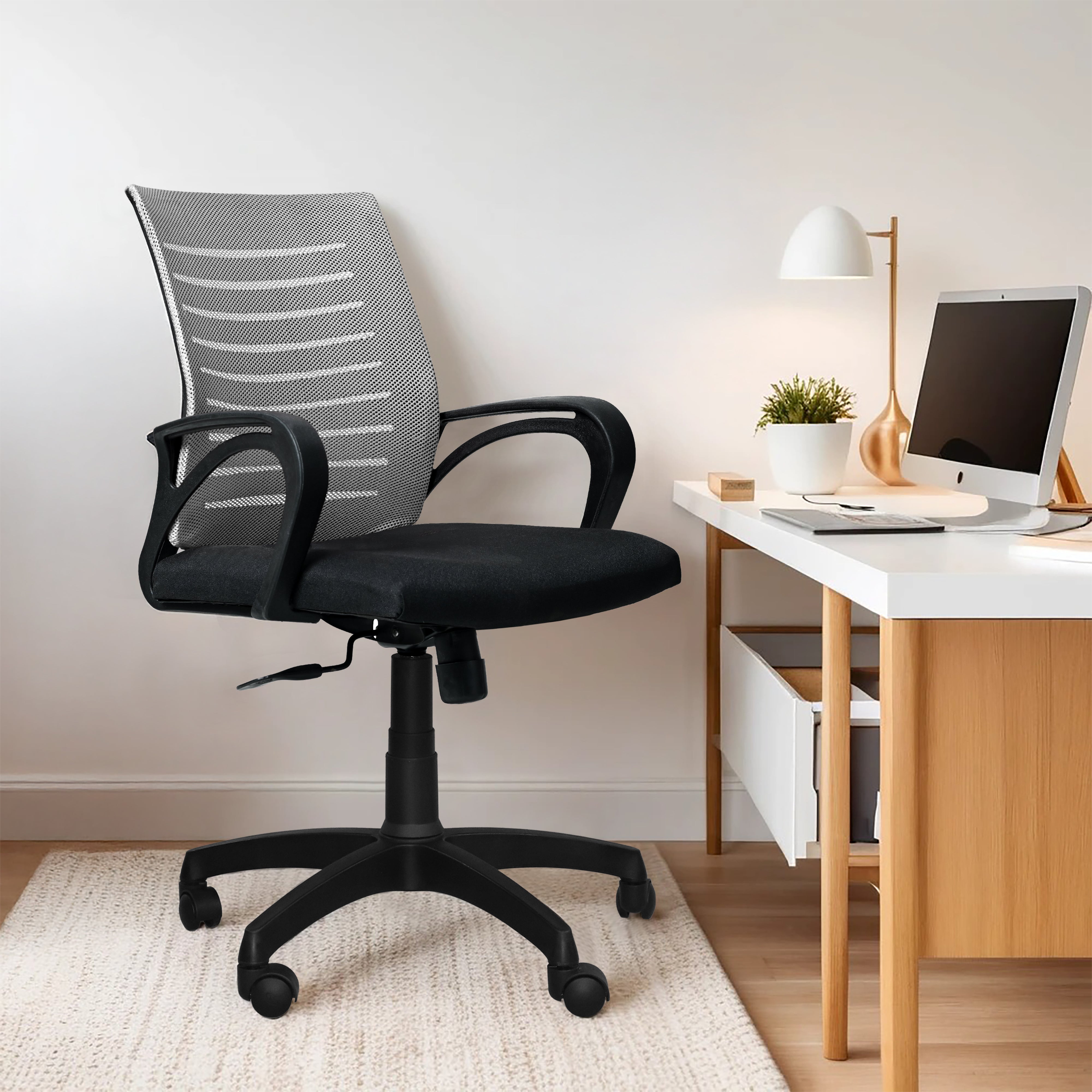 Bolt Mid-Back (Nylon Base) Office Chair – Ergonomic, Durable & Versatile (Grey Mesh)