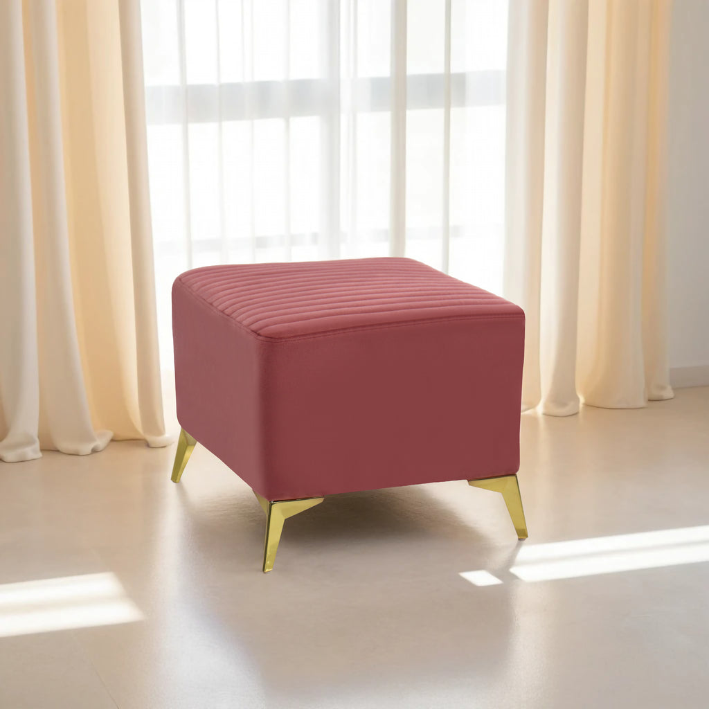 Venice 1 Seater Ottoman Stool - ( Plush Sued - Peach )