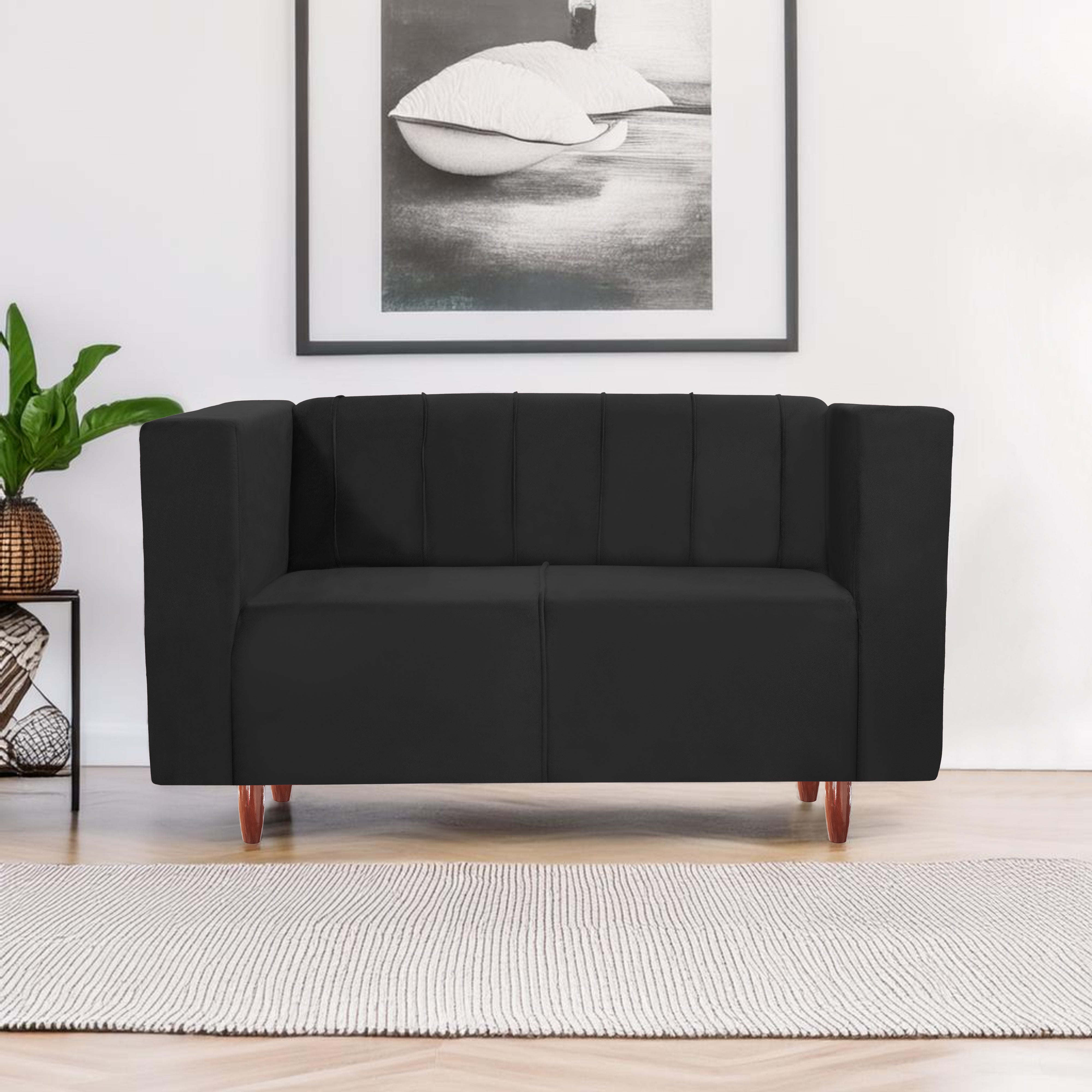 Sydney 2 Seater Sofa- ( Premium Holland Fabric- Black )