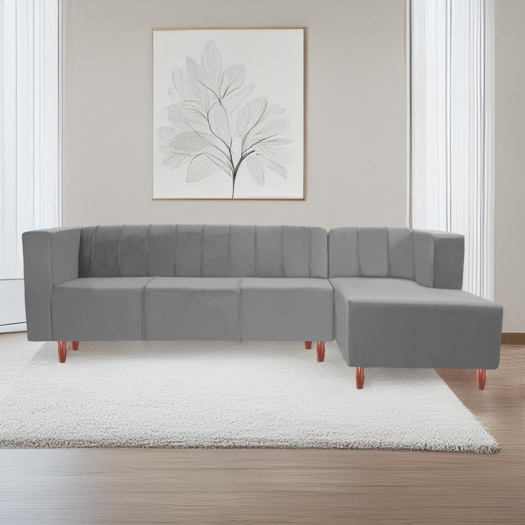 Sydney 6 Seater sofa right corner- ( Premium Holland Fabric- Grey )