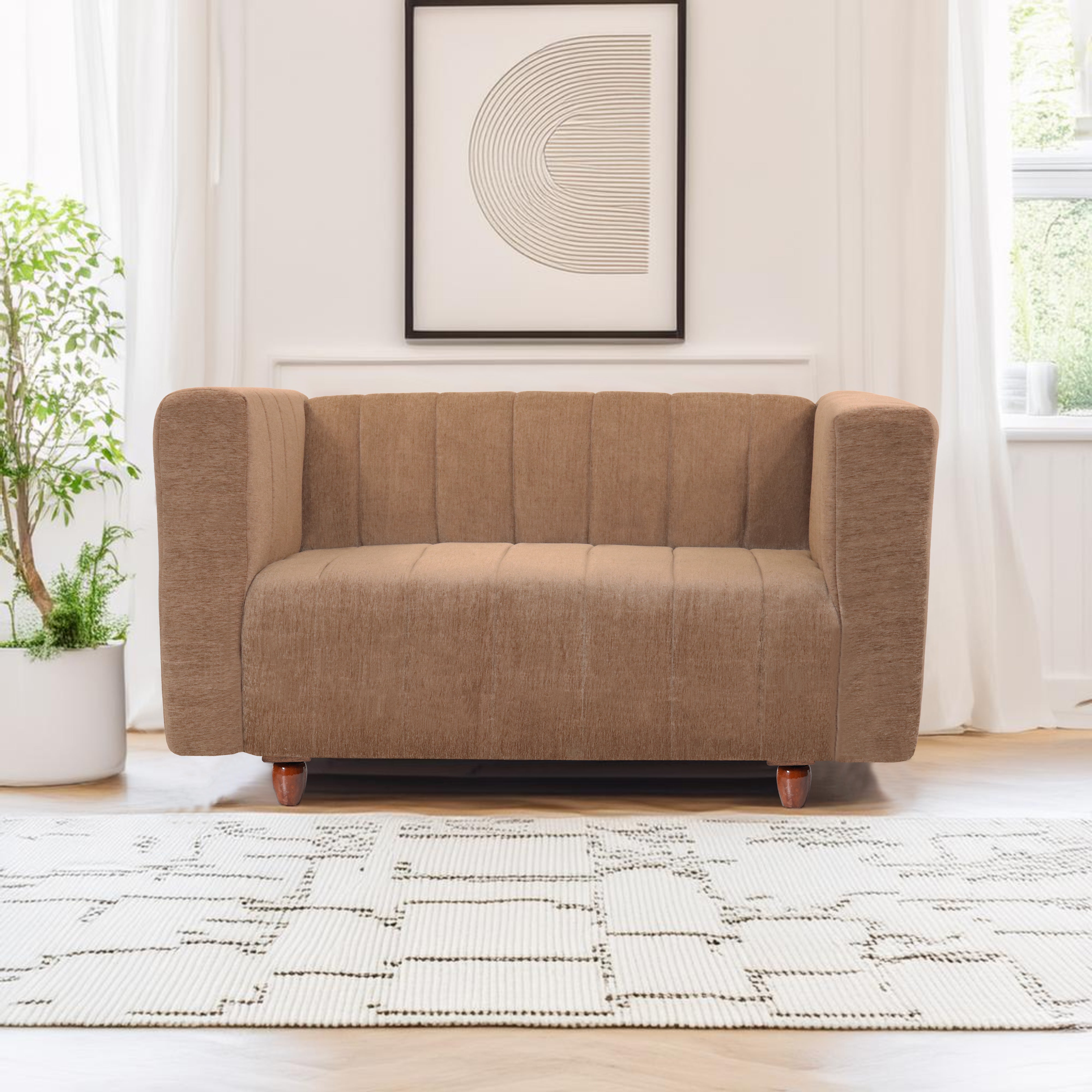 Seventh Heaven Tokyo 2 Seater Sofa, Extra Spacious, Chenille Molfino Fabric: 2 Year Warranty Fabric 2 Seater Sofa Green (Finish Color - Beige, DIY(Do-It-Yourself)