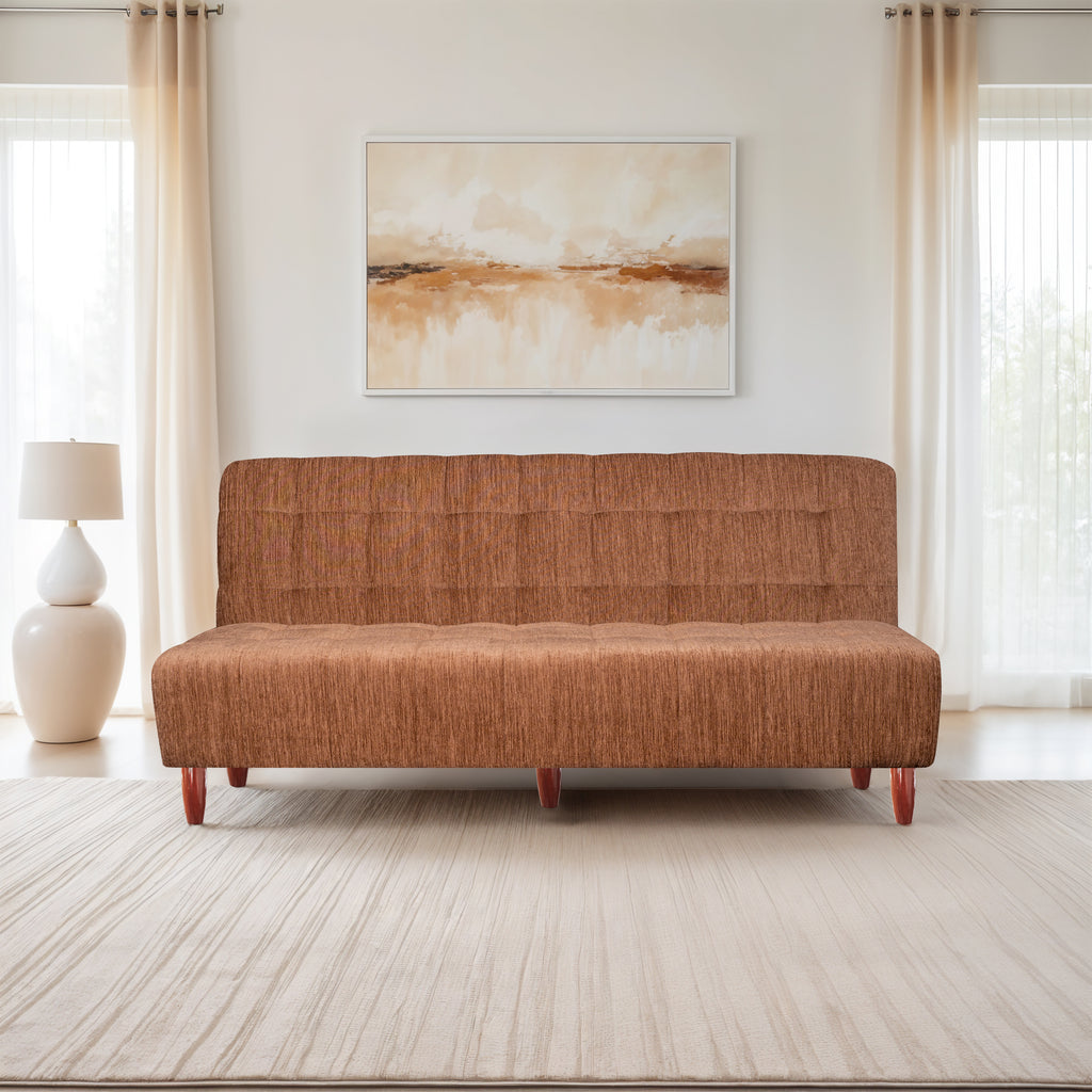 Florida 3 Seater Wooden Sofa Cum Bed - ( Premium Molfino Fabric- Beige )