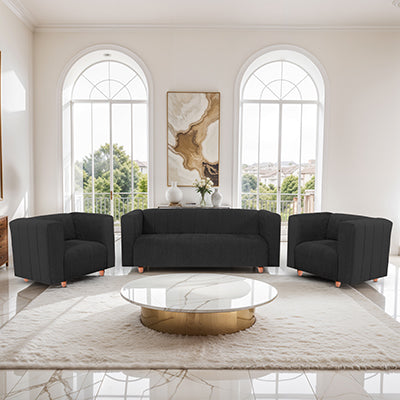 Tokyo 5 Seater Sofa- (3+1+1) ( Premium Molfino Fabric - Black )