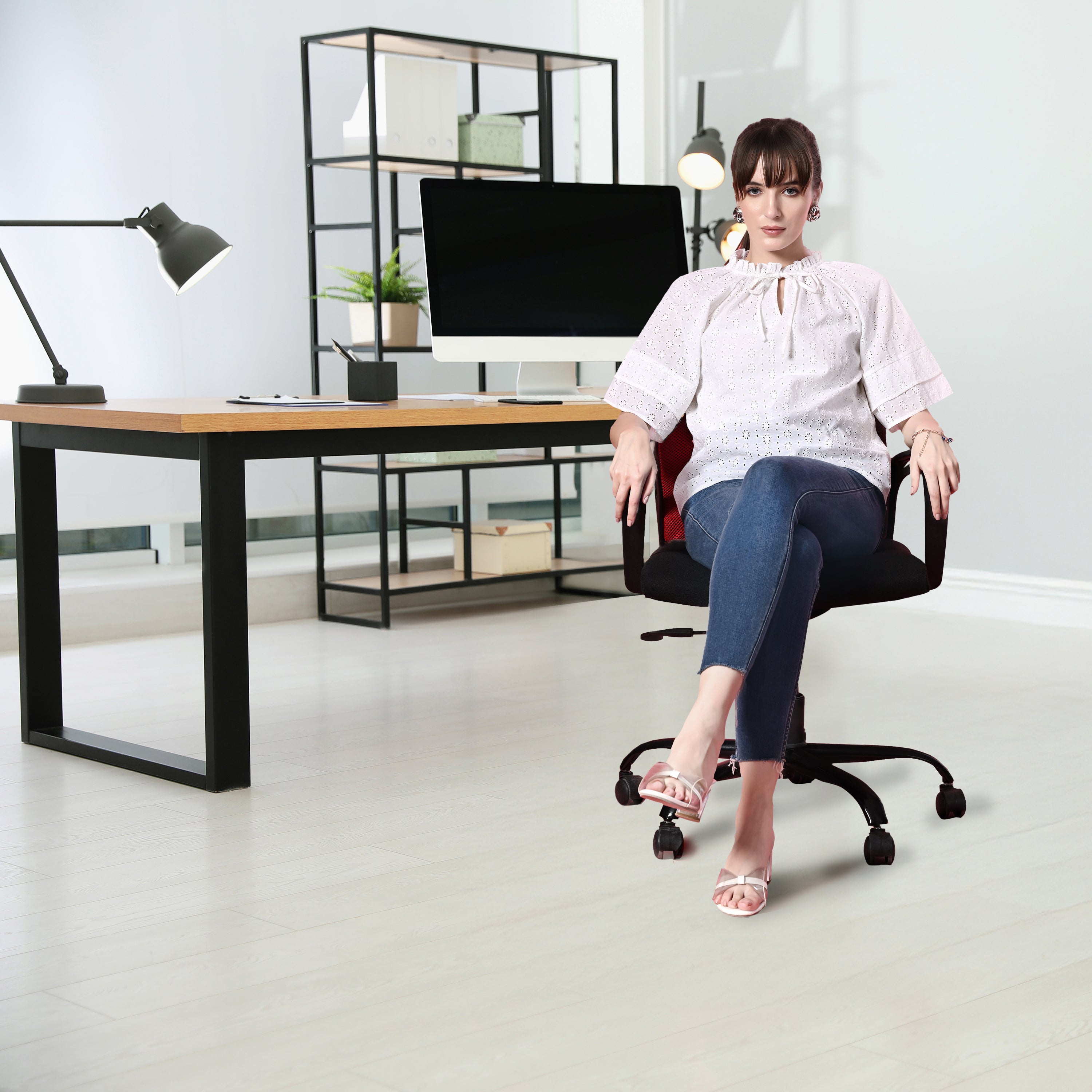 Blaze Mid-Back Office Chair – Ergonomic, Durable & Versatile (Red)