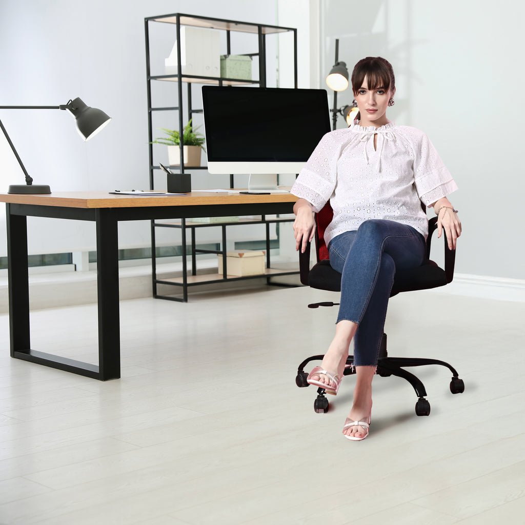 Blaze Mid-Back Office Chair – Ergonomic, Durable & Versatile (Red)