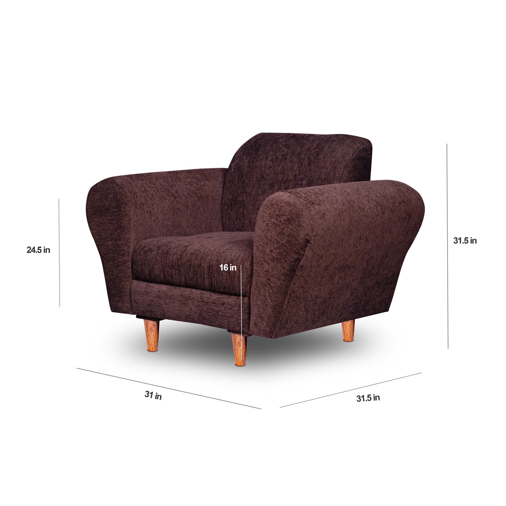 Milan 1 Seater Sofa - ( Premium Molfino Fabric- Brown )