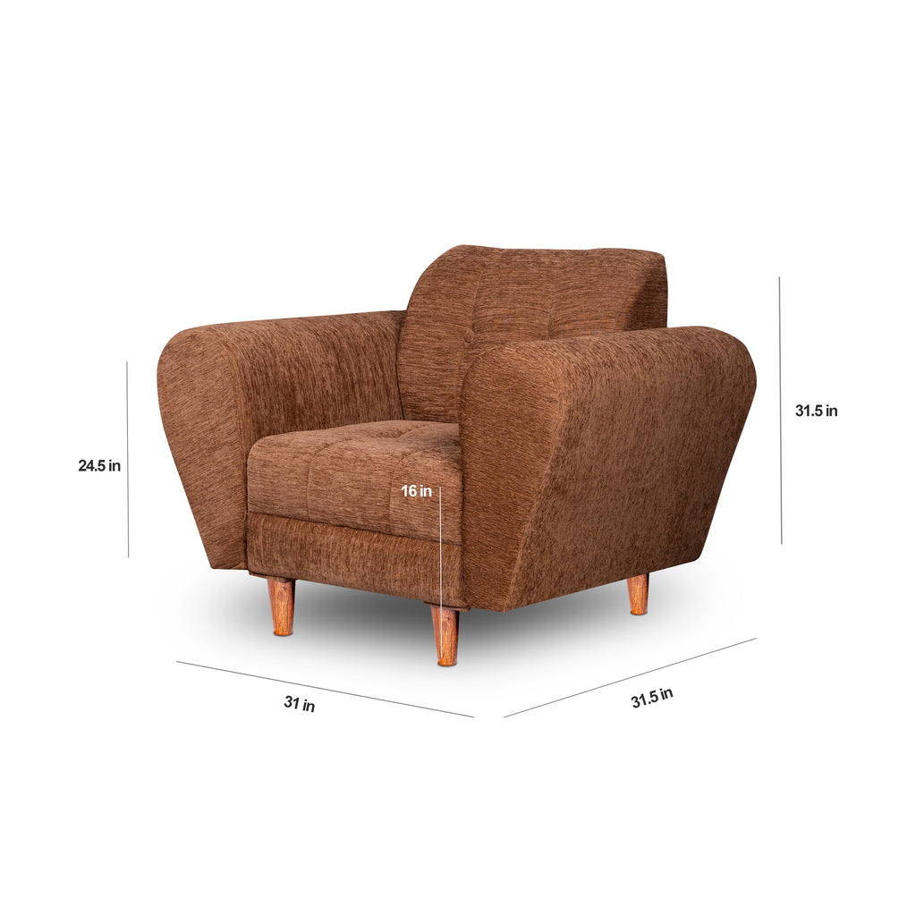 Milan 1 Seater Sofa - ( Premium Molfino Fabric- Beige )