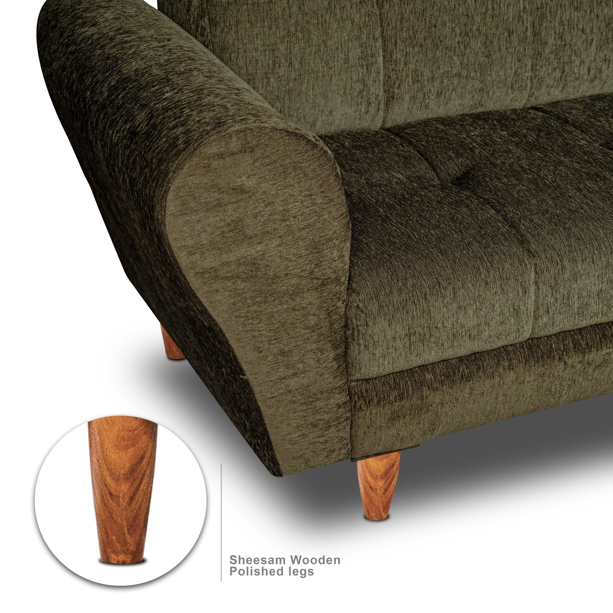 Milan 1 Seater Sofa - ( Premium Molfino Fabric-Green )