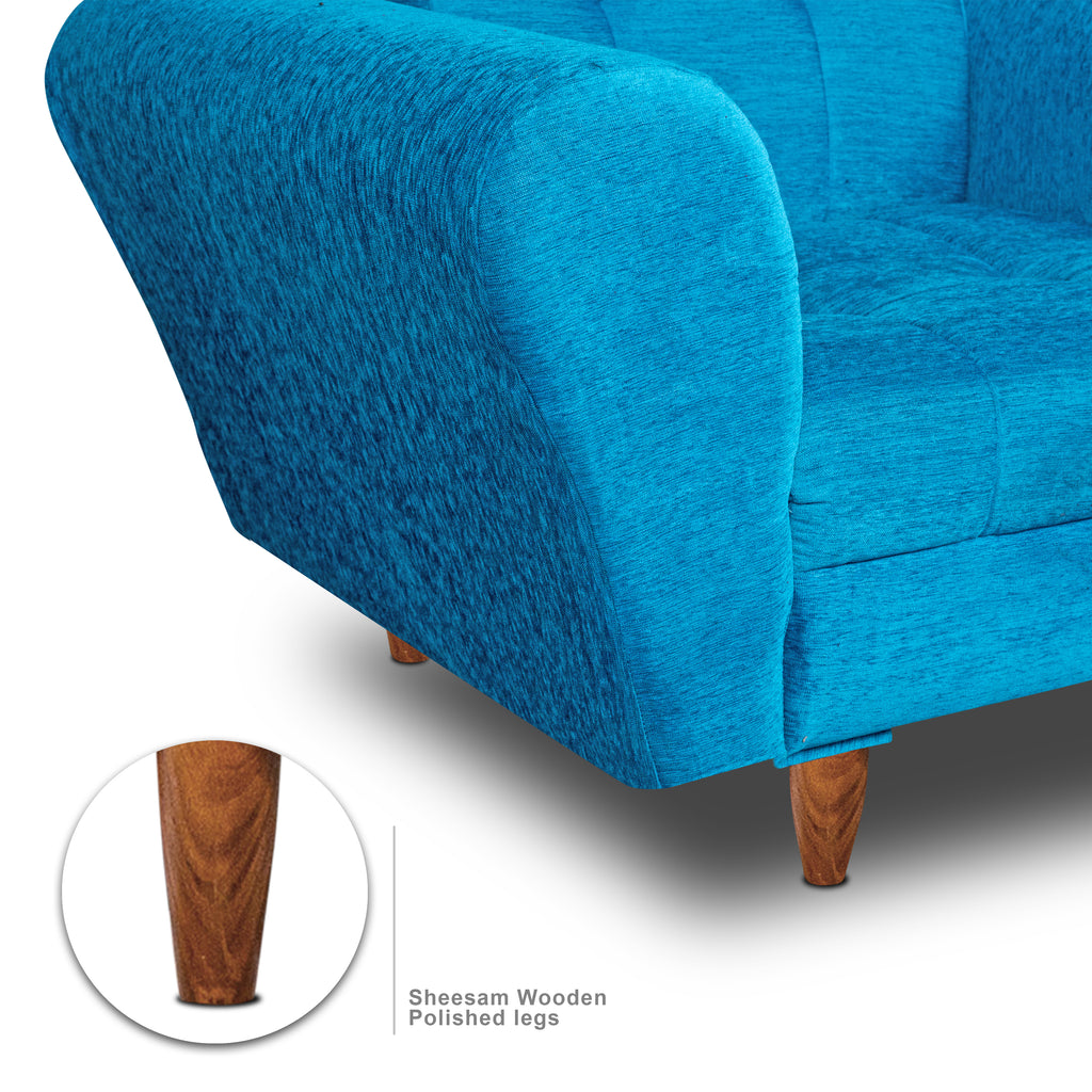 Milan 1 Seater Sofa - ( Premium Molfino Fabric- Sky Blue )