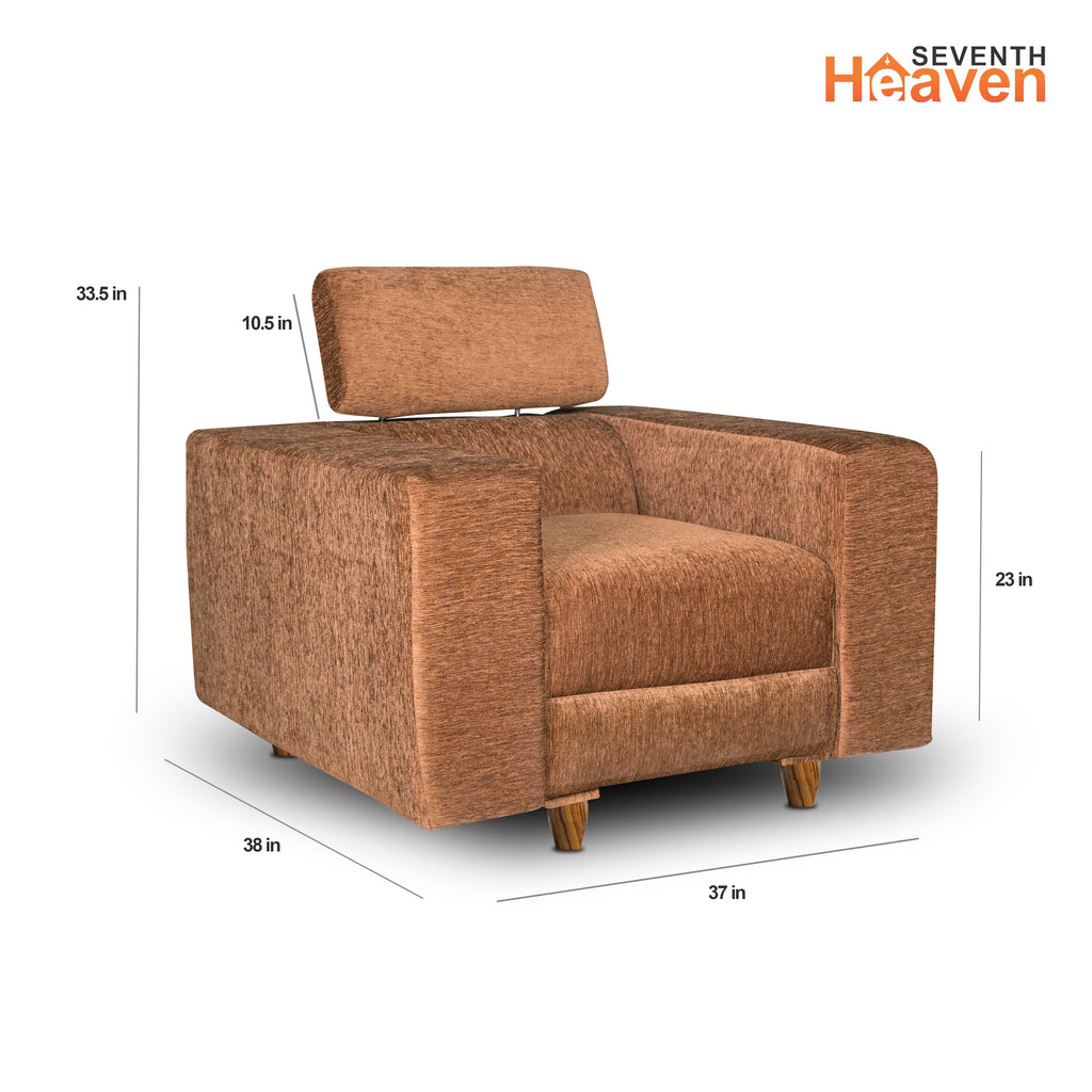 Berlin 1 Seater Sofa- ( Premium Molfino Fabric- Beige )