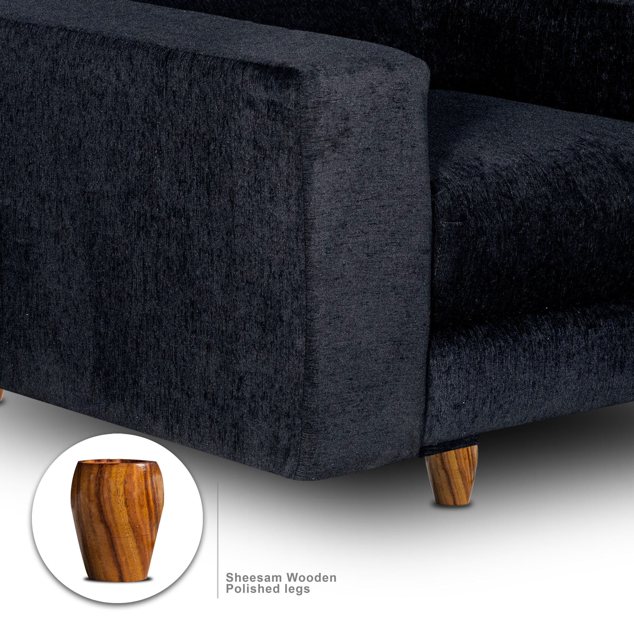 Berlin 1 Seater Sofa- ( Premium Molfino Fabric- Black )