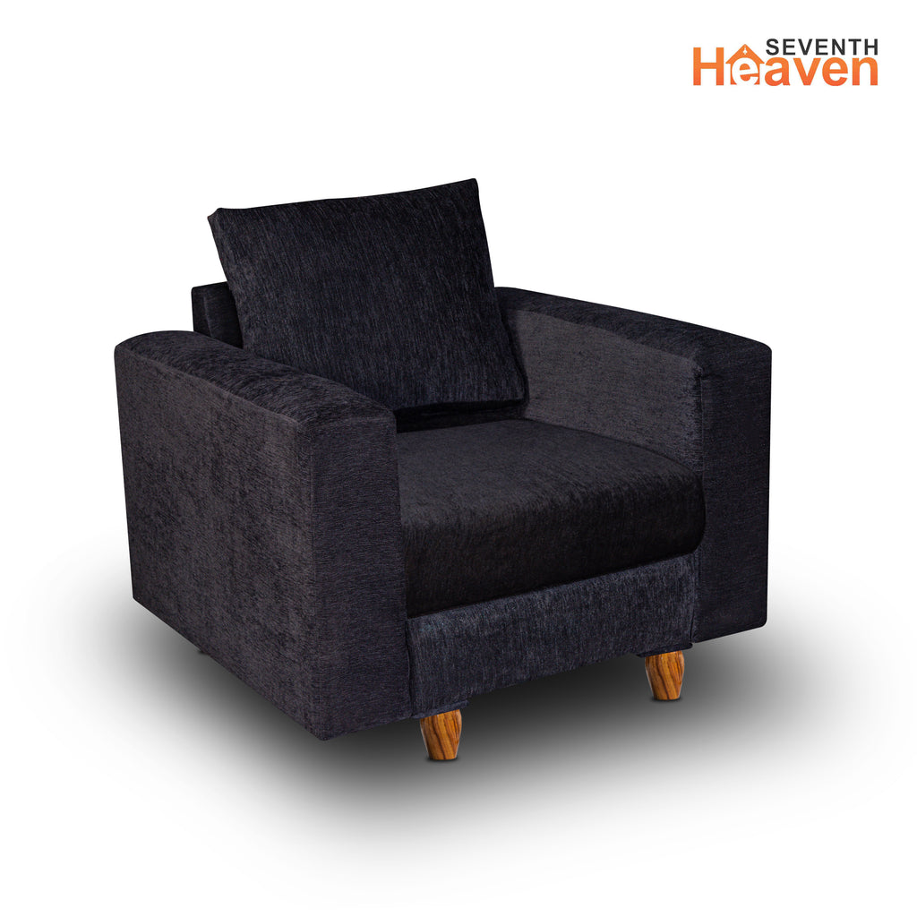 Rio 1 Seater Sofa- ( Premium Molfino Fabric- Black )