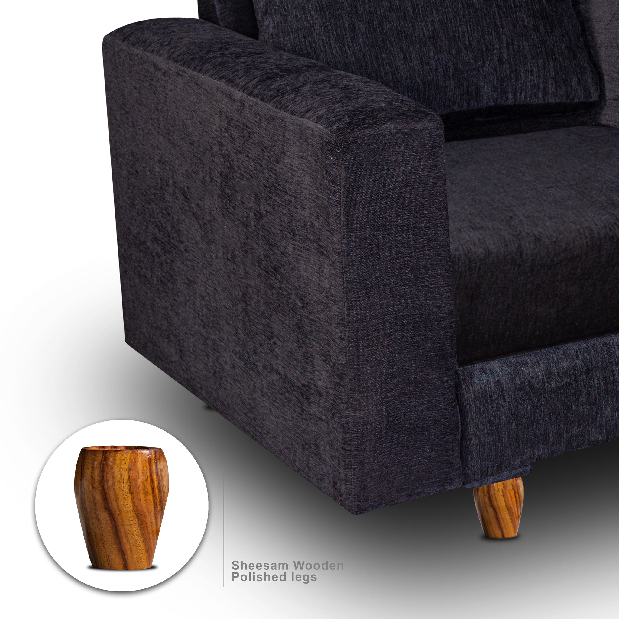 Rio 1 Seater Sofa- ( Premium Molfino Fabric- Black )