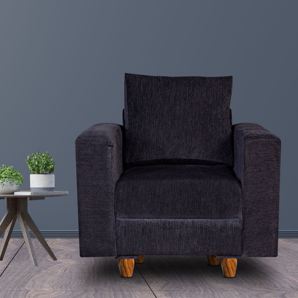 Rio 1 Seater Sofa- ( Premium Molfino Fabric- Black )