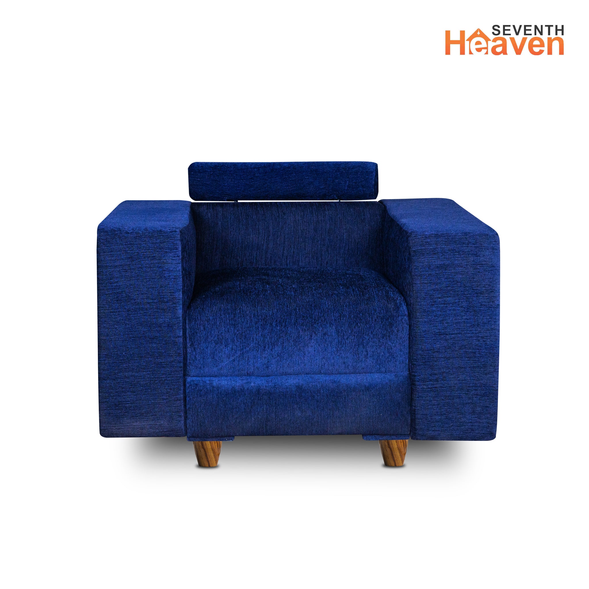 Berlin 1 Seater Sofa- ( Premium Molfino Fabric-Blue )