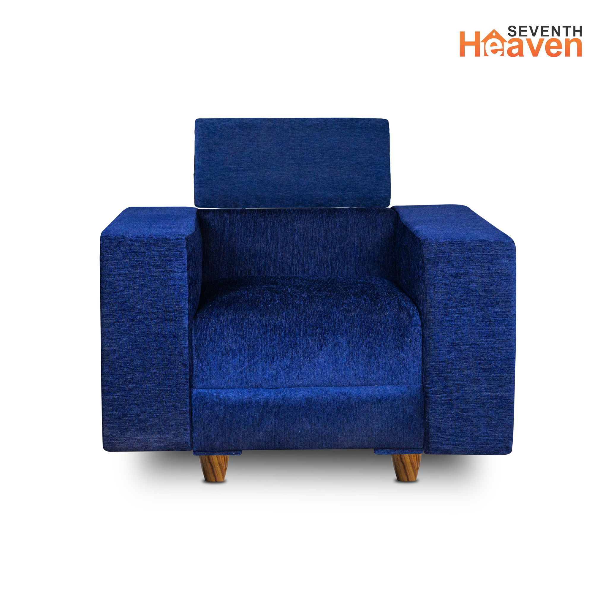 Berlin 1 Seater Sofa- ( Premium Molfino Fabric-Blue )