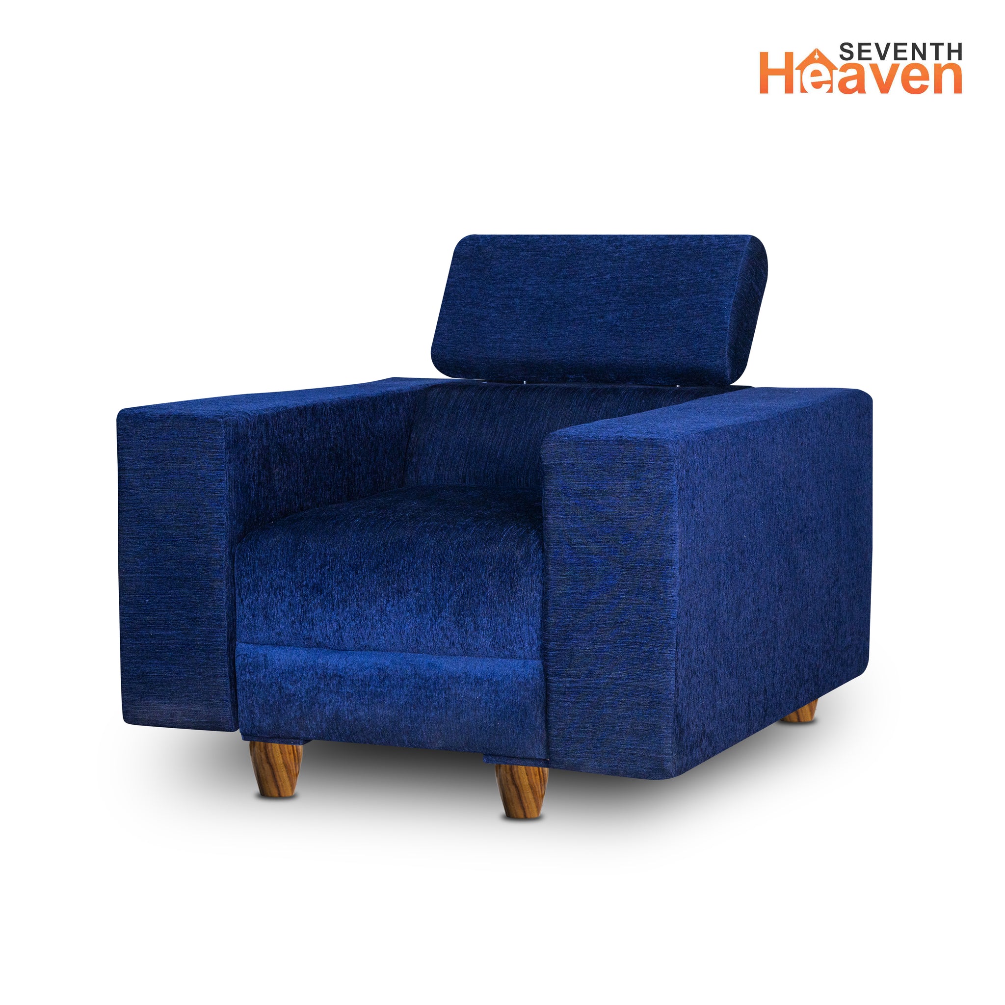 Berlin 1 Seater Sofa- ( Premium Molfino Fabric-Blue )