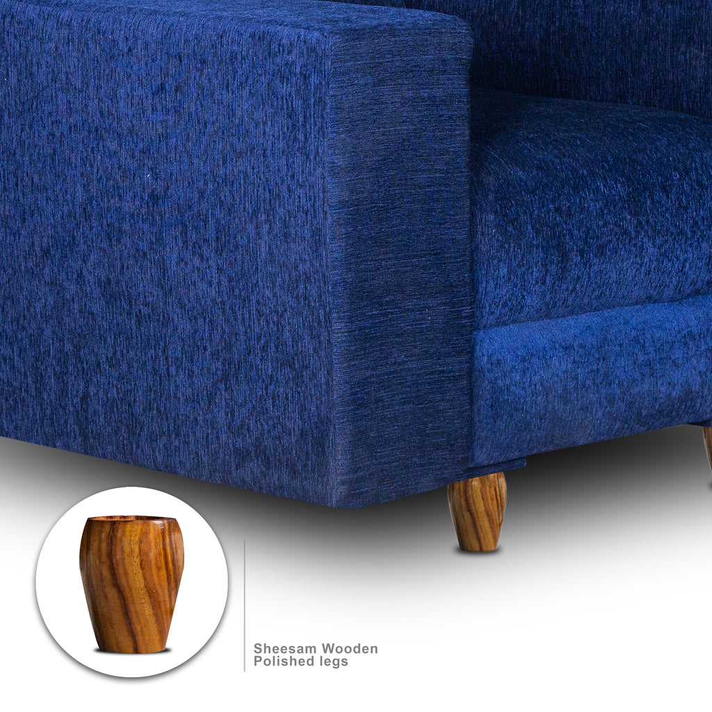 Berlin 1 Seater Sofa- ( Premium Molfino Fabric-Blue )