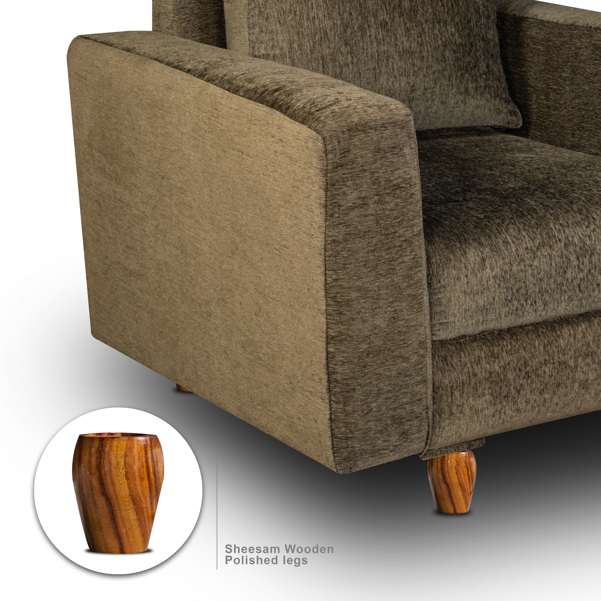 Rio 1 Seater Sofa- ( Premium Molfino Fabric- Green )