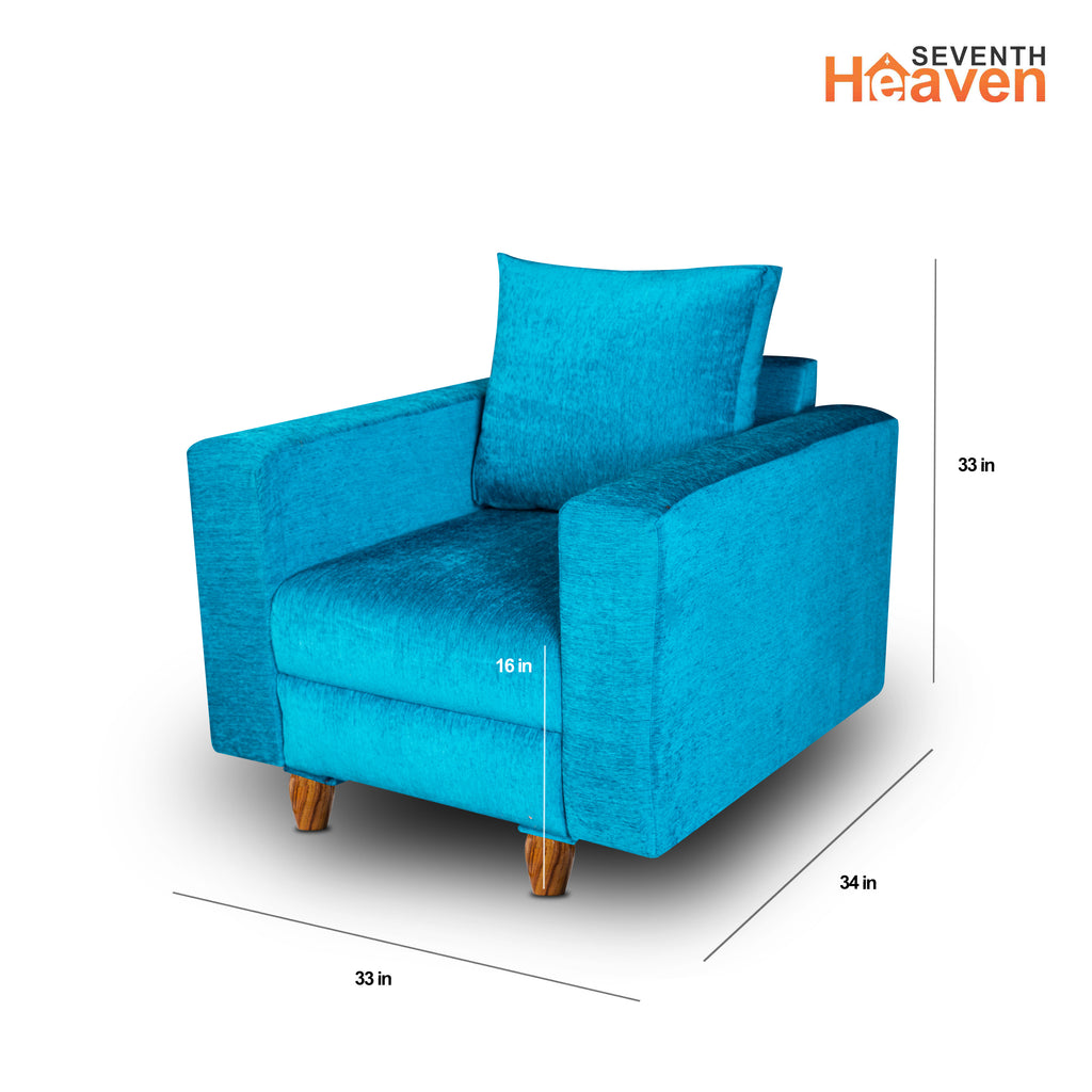 Rio 1 Seater Sofa- ( Premium Molfino Fabric- Sky Blue )