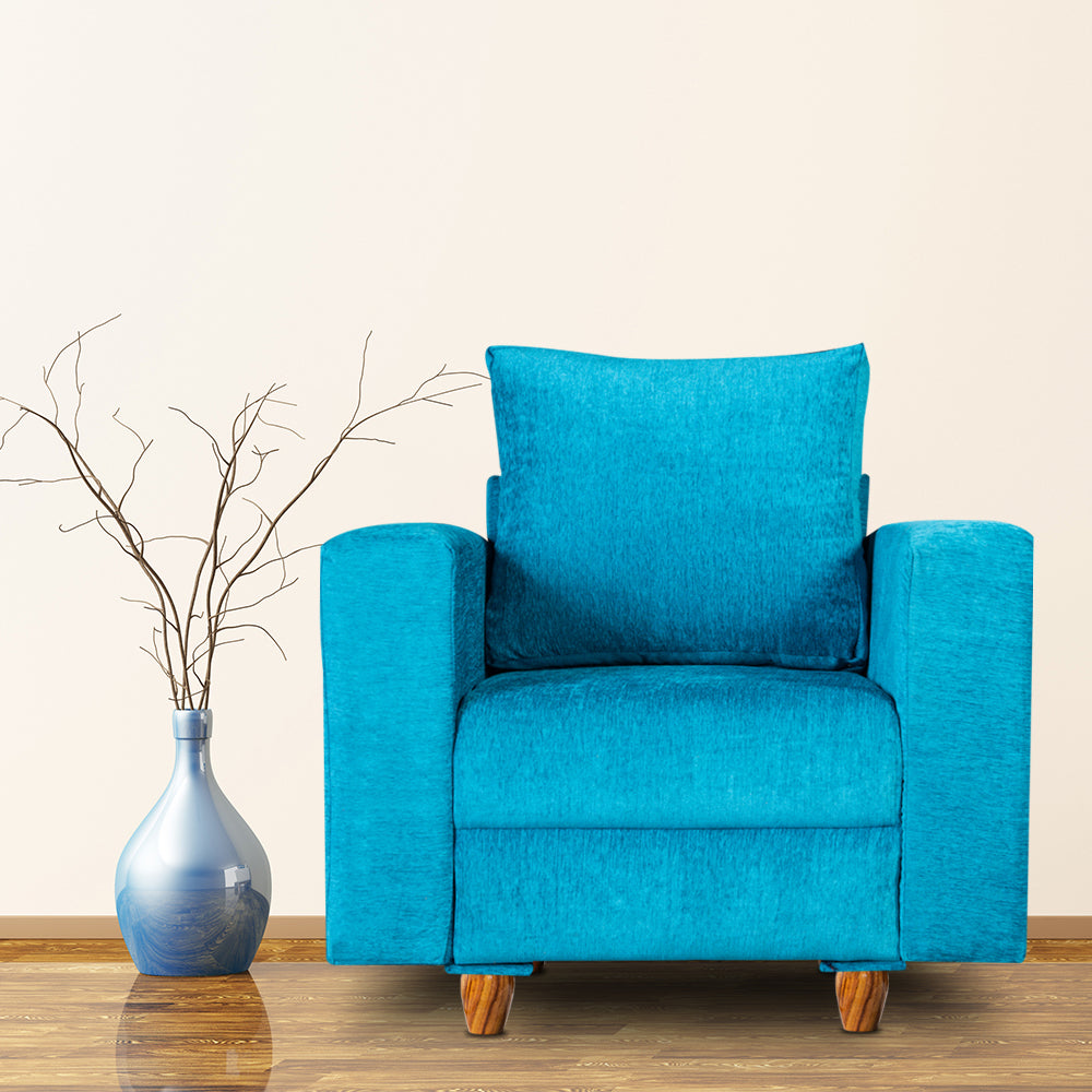 Rio 1 Seater Sofa- ( Premium Molfino Fabric- Sky Blue )