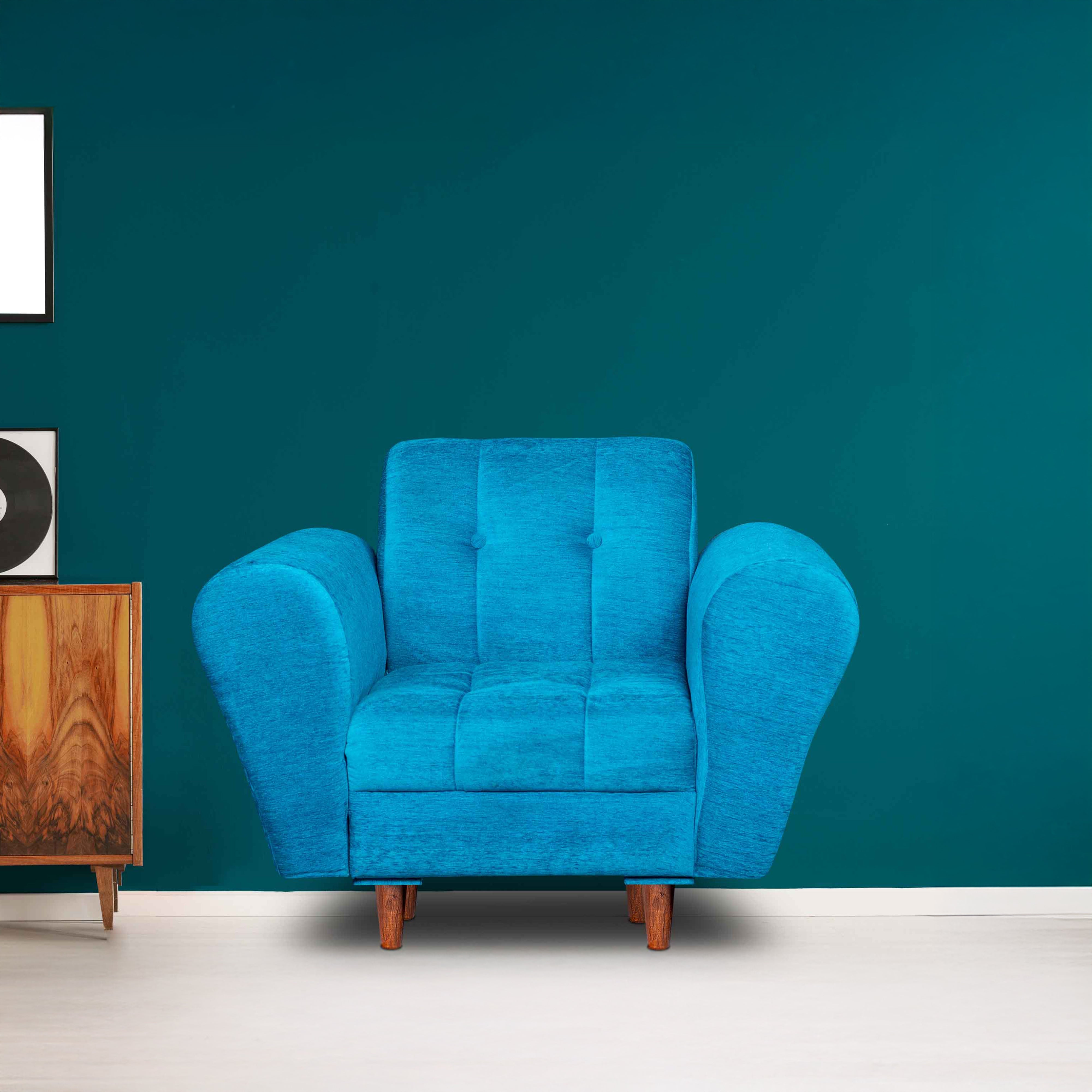 Milan 1 Seater Sofa - ( Premium Molfino Fabric- Sky Blue )