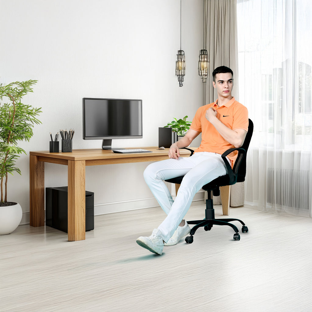 Titan Mid-Back Office Chair – Ergonomic Design with Dual Foam Support  (Black)