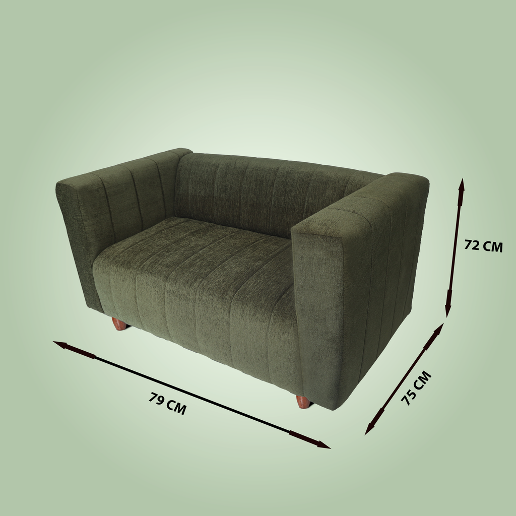 Tokyo 2 Seater Sofa- ( Premium Molfino Fabric- Green )