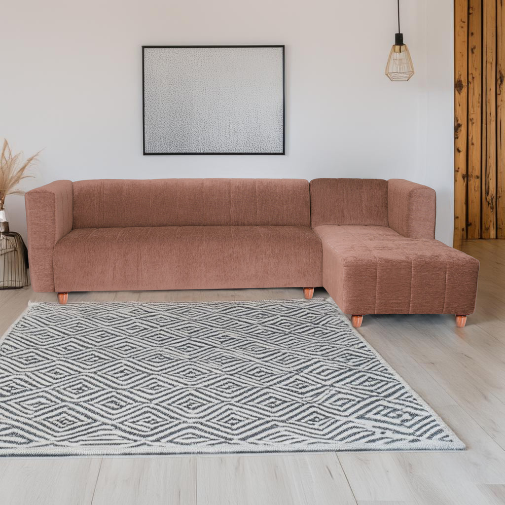 Tokyo 6 Seater Sofa Right Corner- ( Premium Molfino Fabric- Beige )